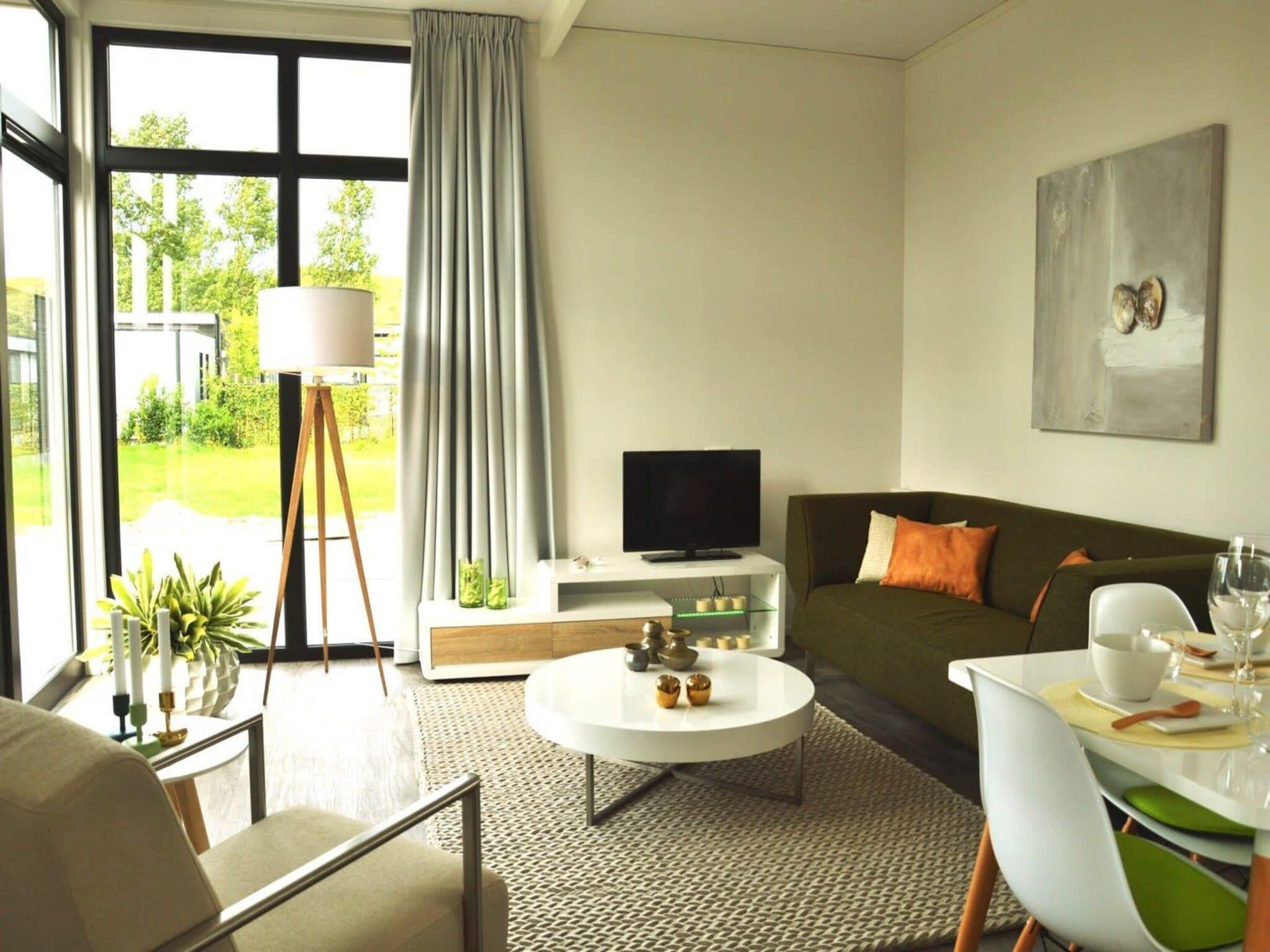 De woonkamer van Cube La Mer 4 in Nieuwvliet