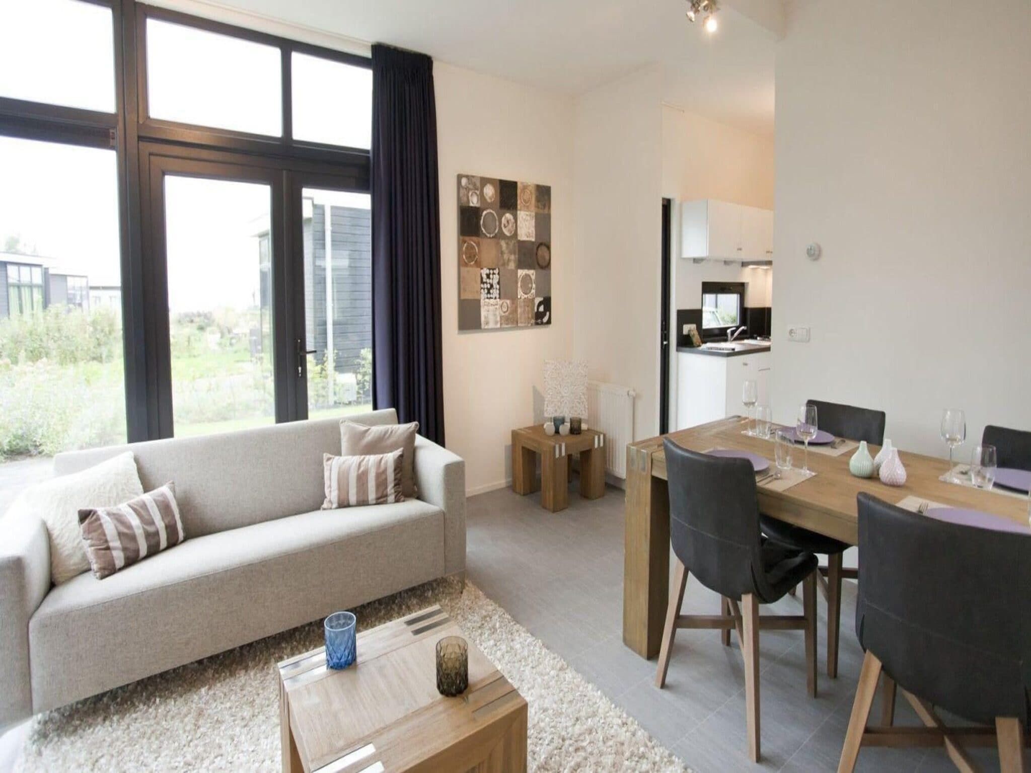 De woonkamer van Cube La Mer 4 in Nieuwvliet