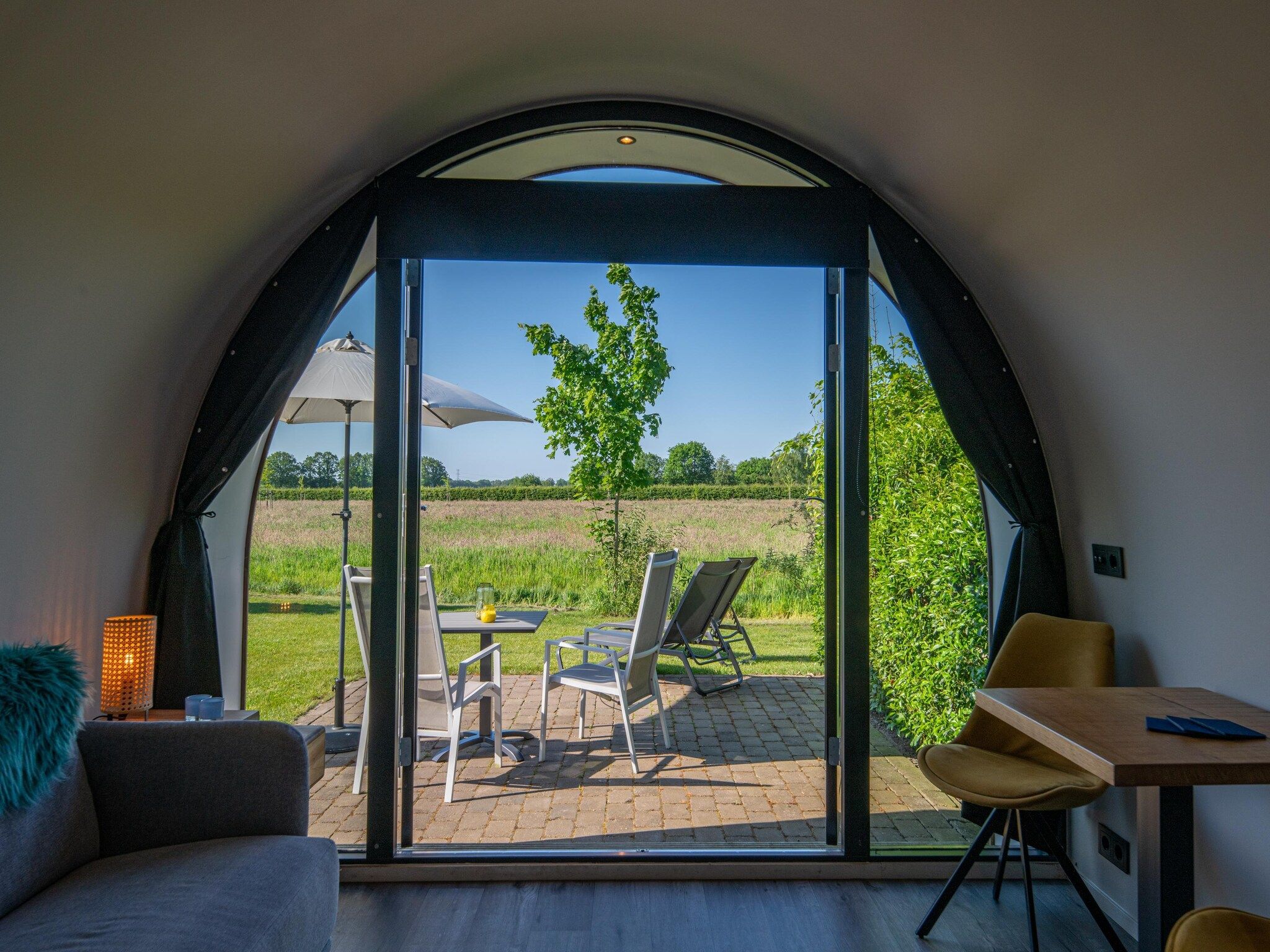 Het uitzicht vanaf Natuurlodge Tureluur 2p in Drenthe