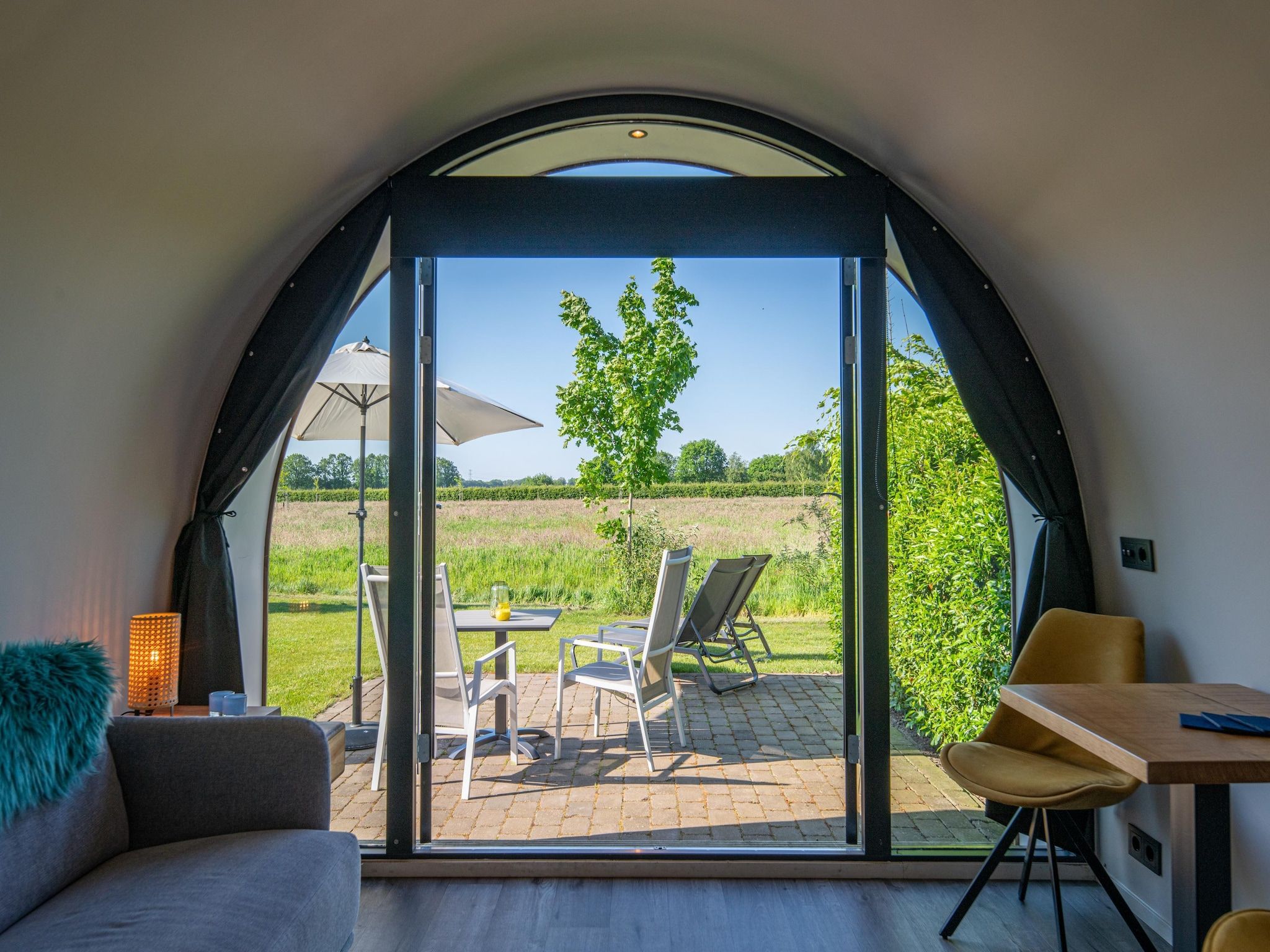 Het uitzicht vanaf Natuurlodge Tureluur 2p in Drenthe