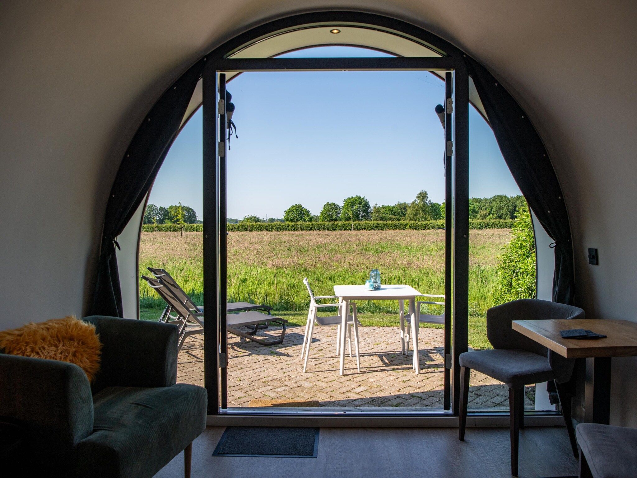 Het uitzicht vanaf Natuurlodge Graspieper 2p in Drenthe