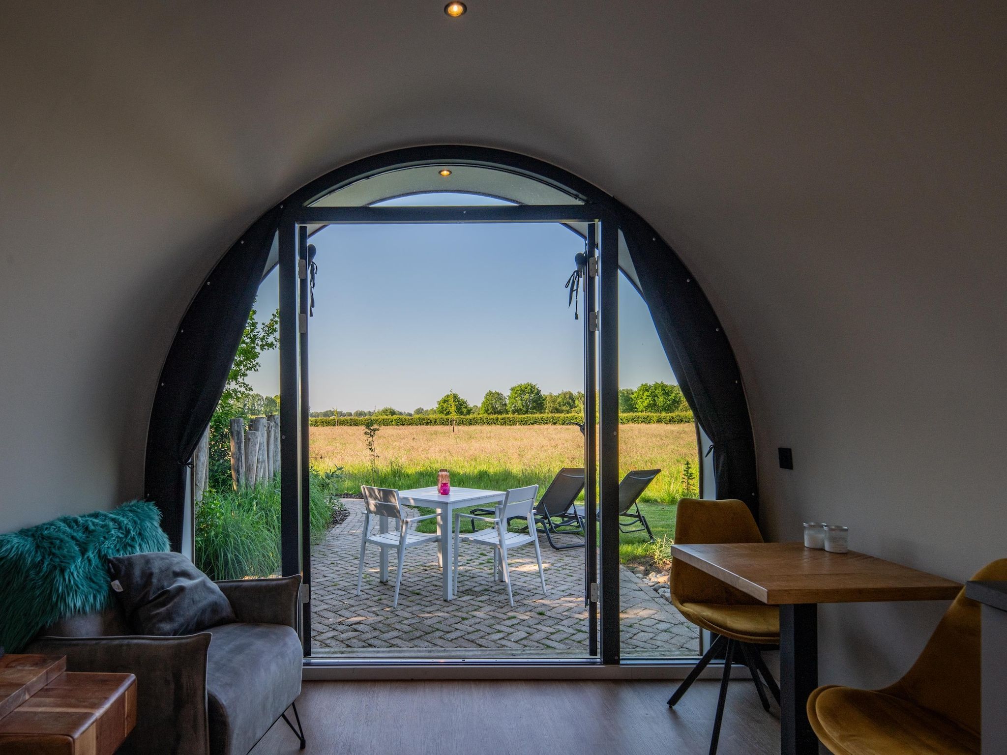 Het uitzicht vanaf Wellness lodge Wulp 2p in Drenthe