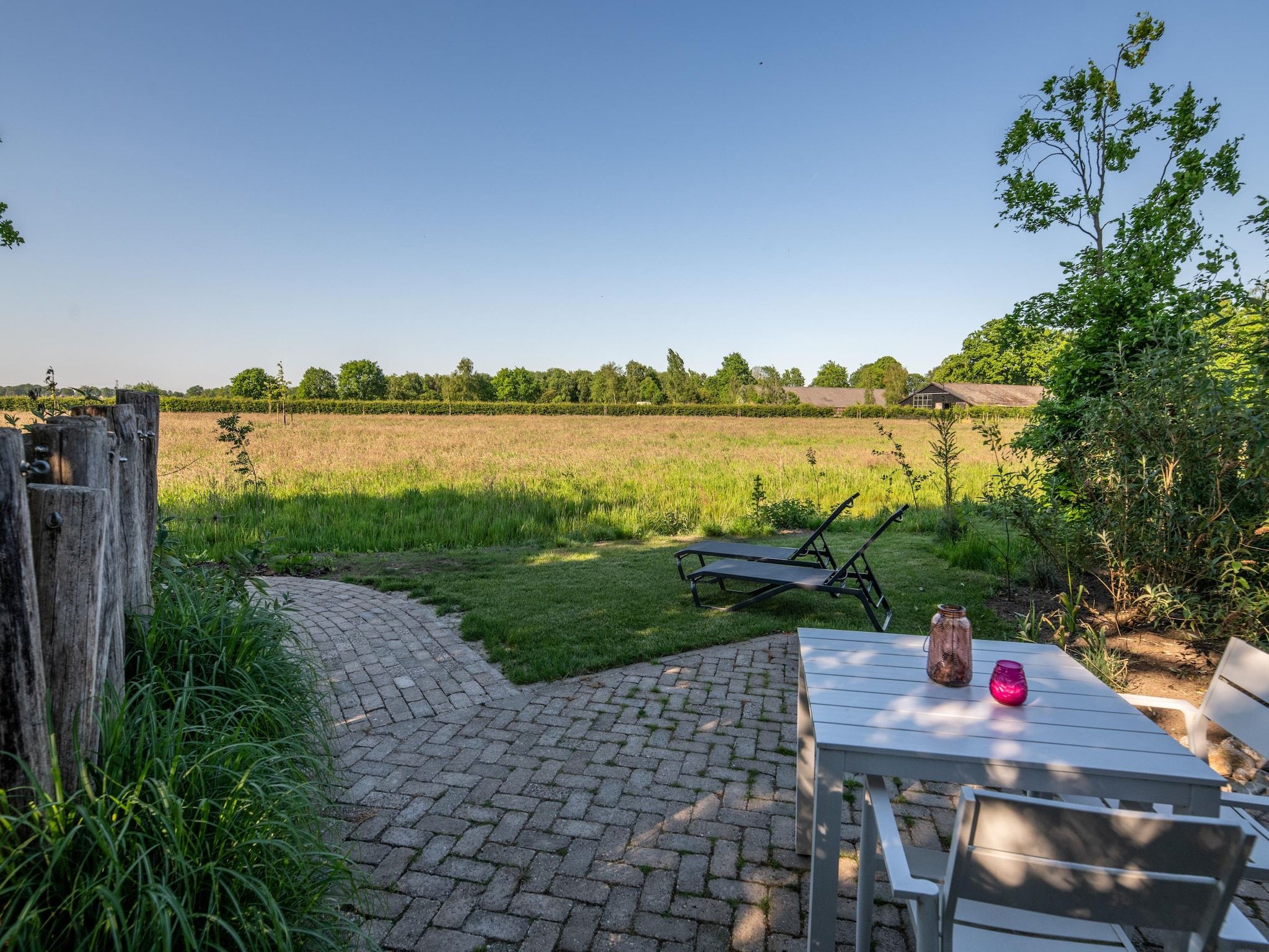 Het uitzicht vanaf Wellness lodge Wulp 2p in Drenthe