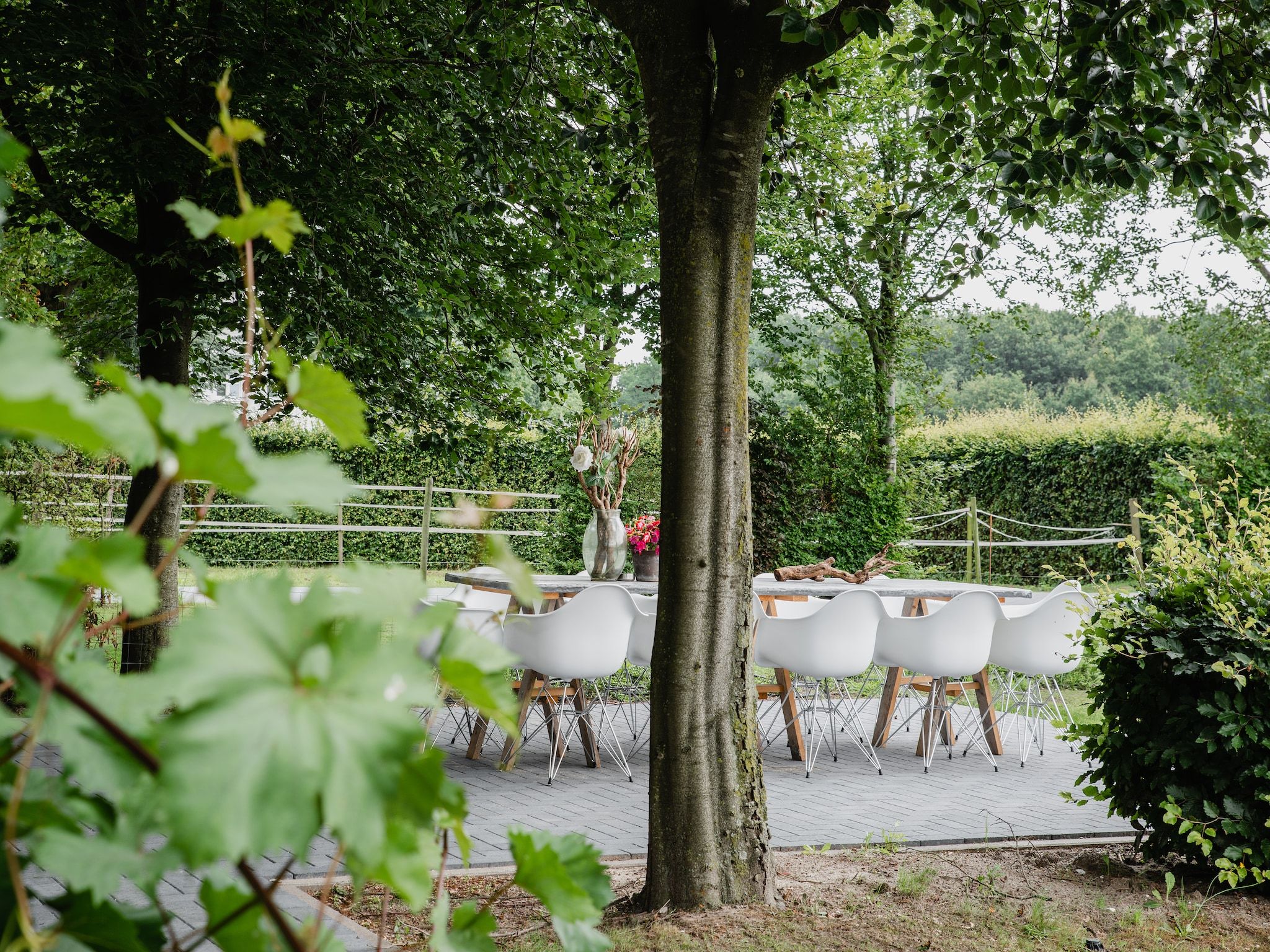 Het terras van Dorpswoning De Volbloed in Leende