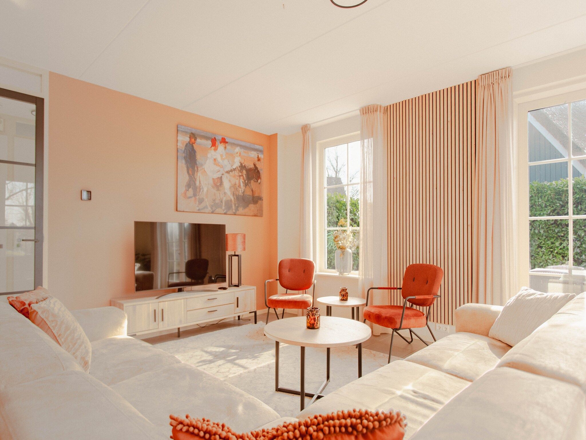 De woonkamer van Beachvilla Royaal met Sauna - 10 personen in Makkum