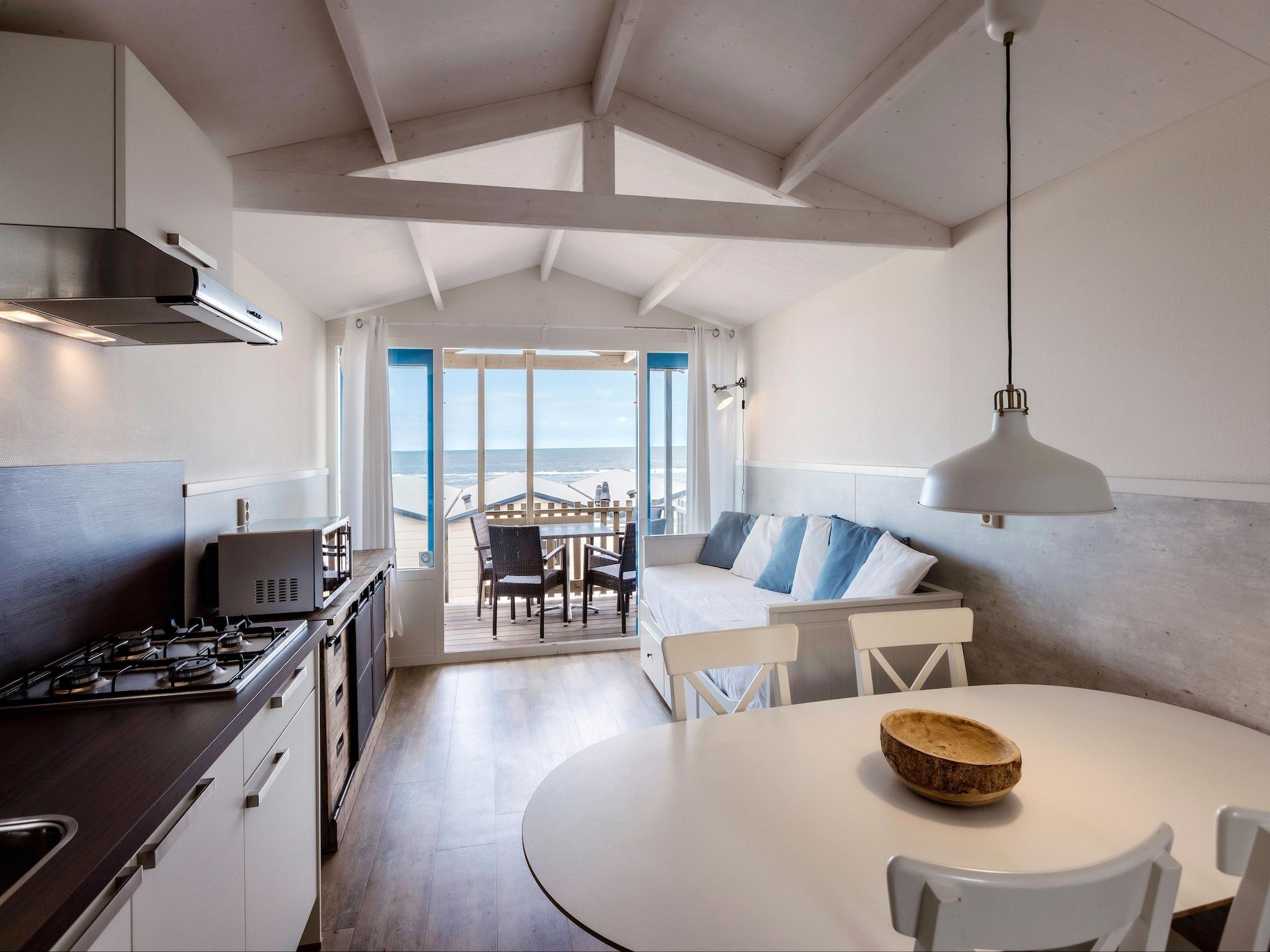 De woonkamer van Resort Beach Houses Wijk aan Zee 1 in Wijk aan Zee