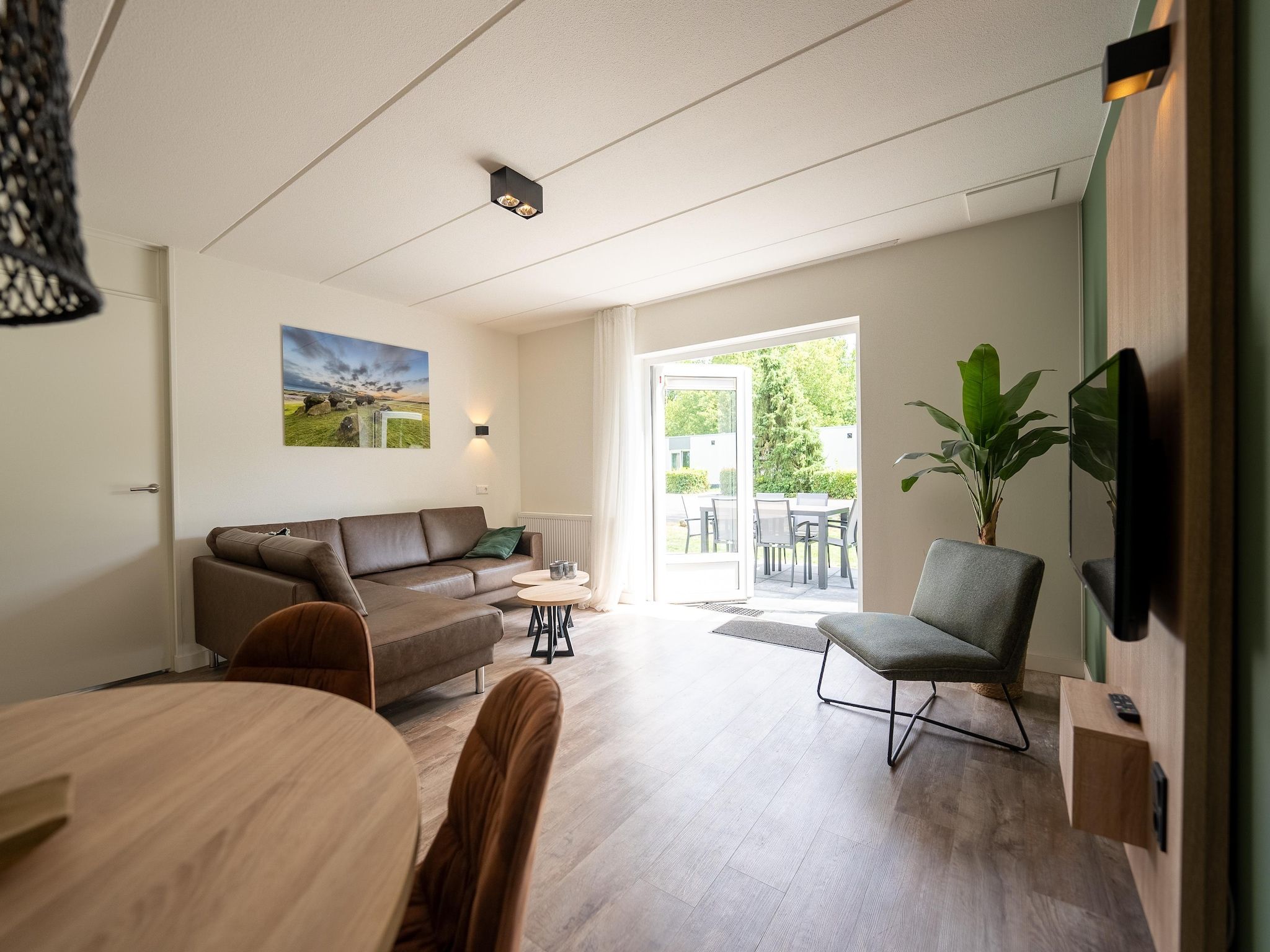 De woonkamer van Vakantiepark Hunzedal 19 in Borger