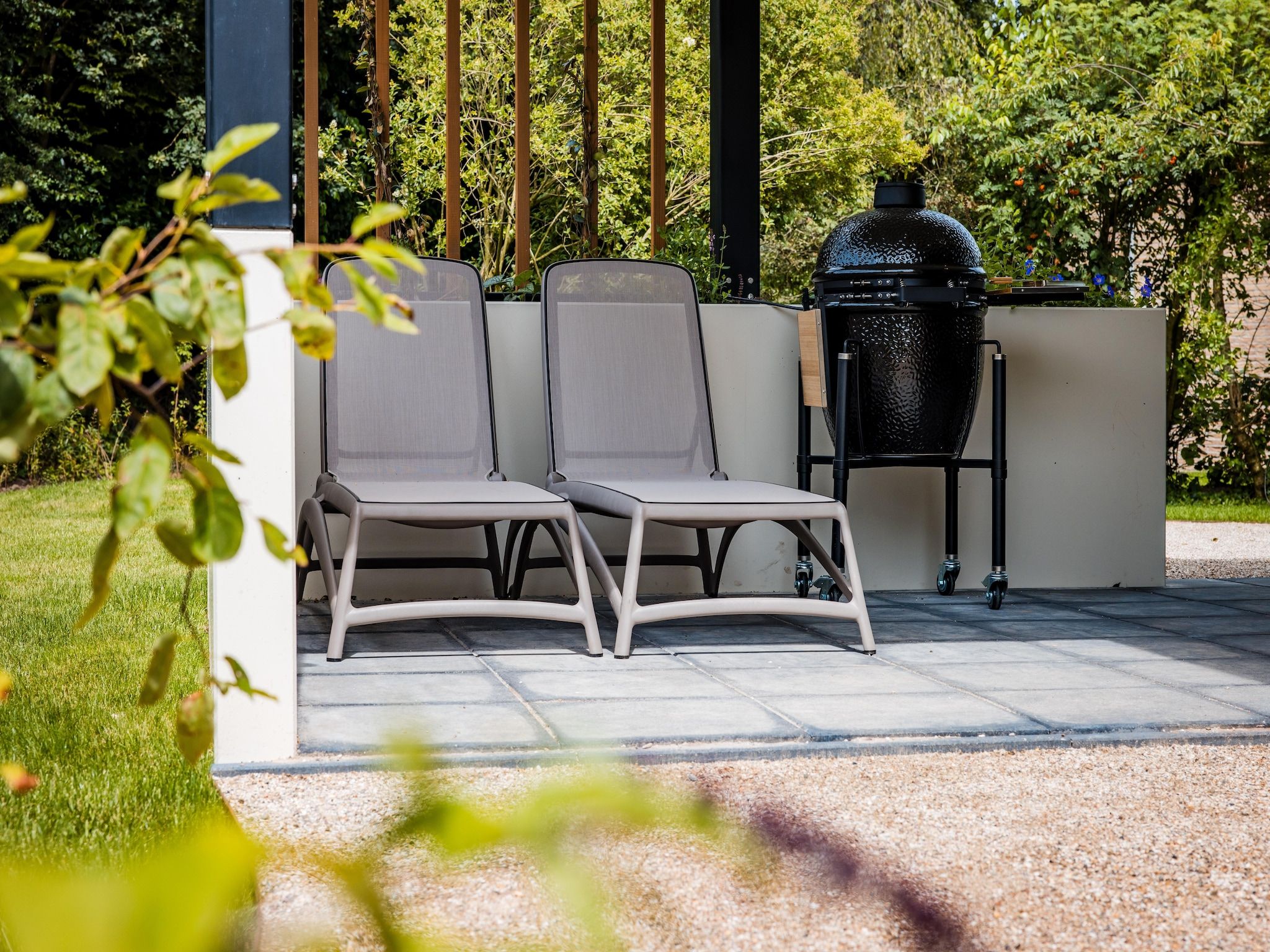 De tuin van Dwergarend 17-34 in Voorthuizen