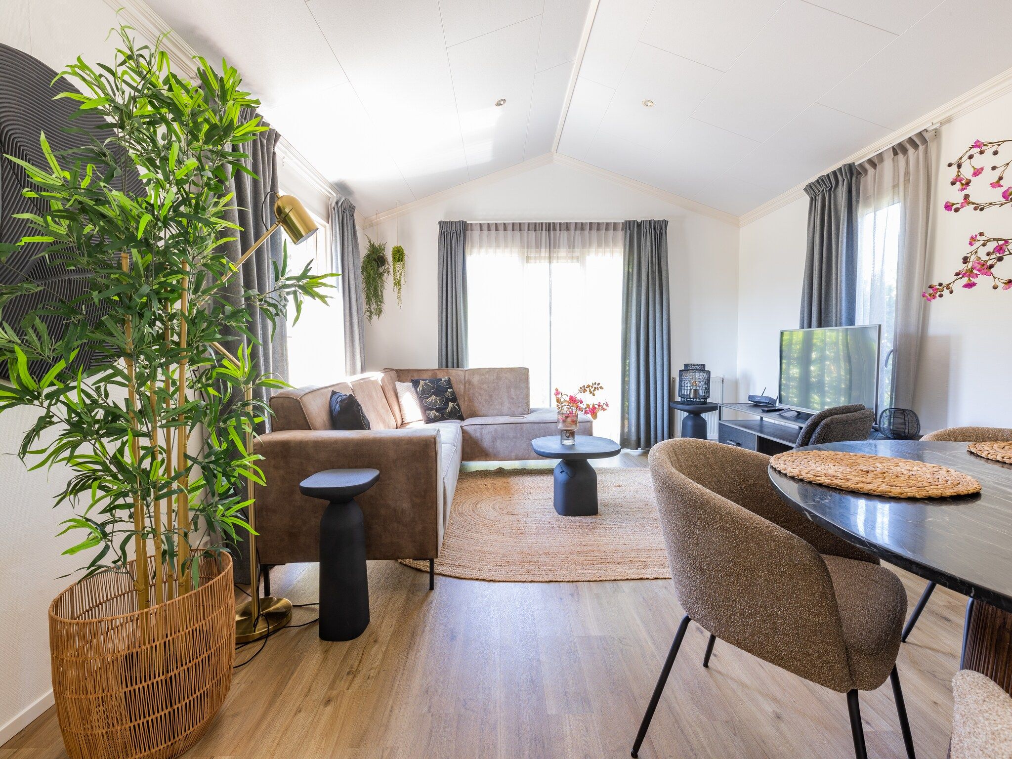 De woonkamer van Vakantiepark Molenvelden 9 in Veldhoven