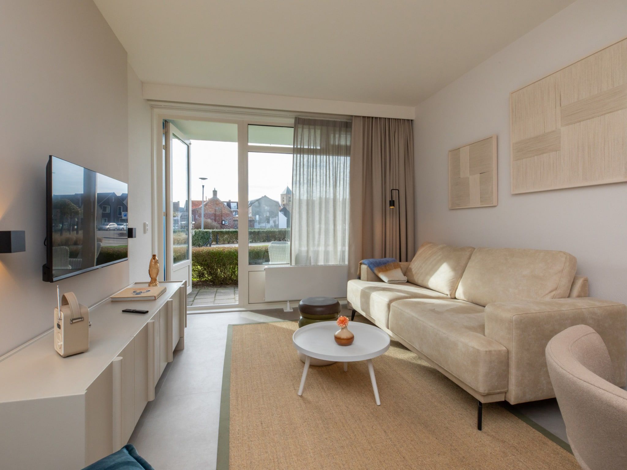 De woonkamer van Zoutelande 'Kurhaus appartement nr 1 in Zoutelande