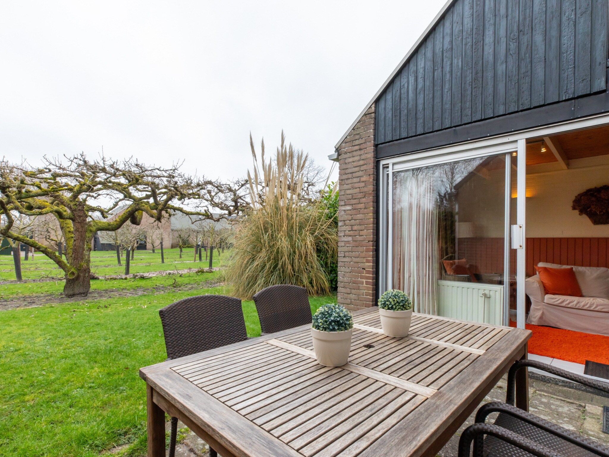 Het terras van De Haaijmanweg 5  Burgh Haamstede 'Huisje 86' in Burgh-Haamstede