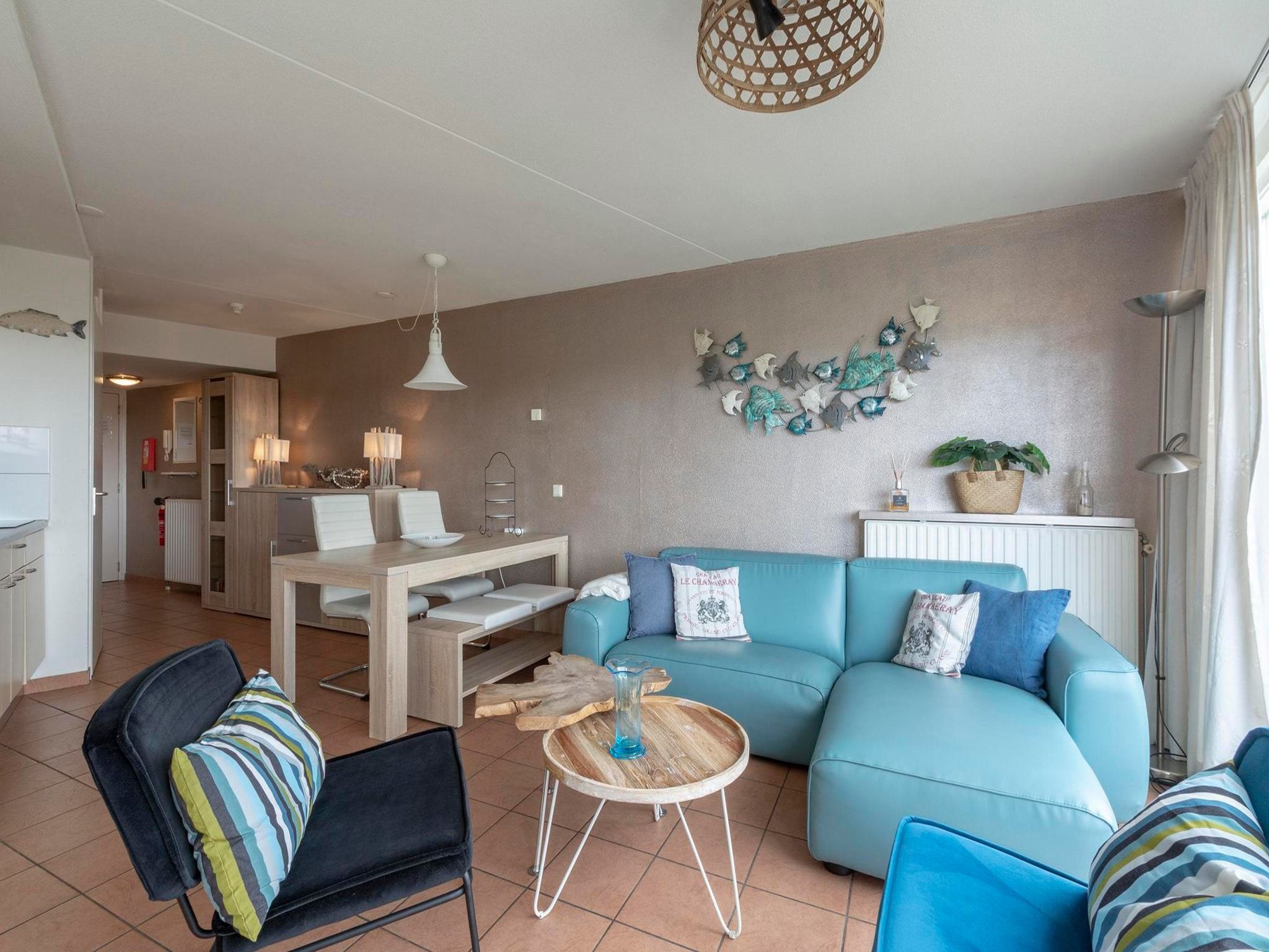 De woonkamer van Wijde Blick 307 in Callantsoog