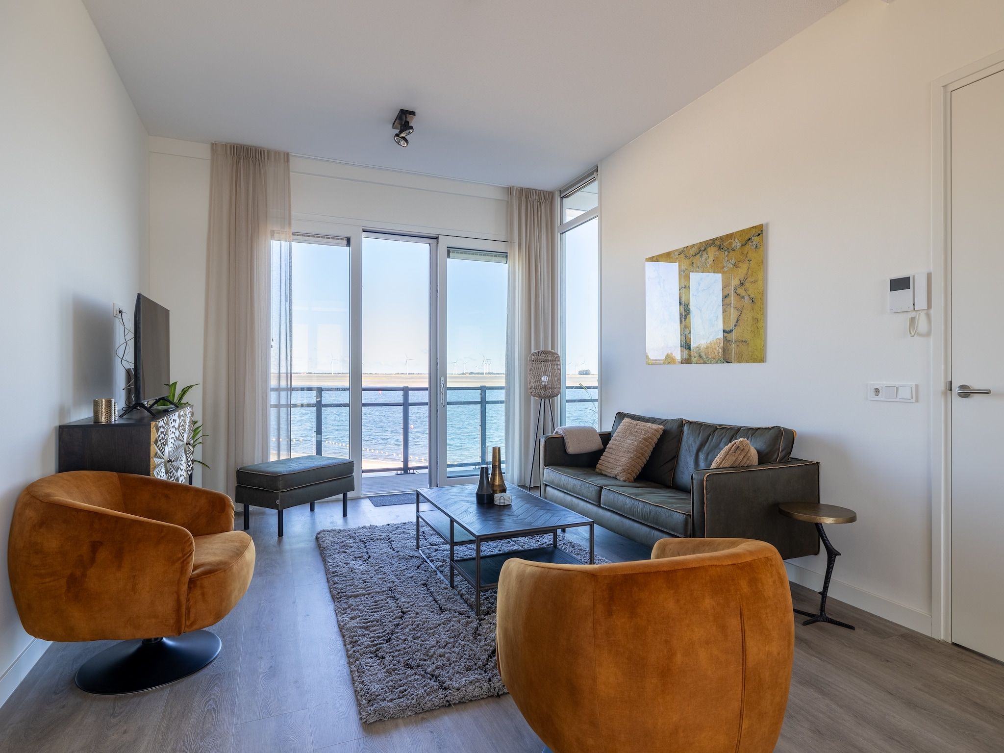 De woonkamer van Luxe appartement Vista Maris - Havenweg 8-38  Sint-Annaland in Sint-Annaland