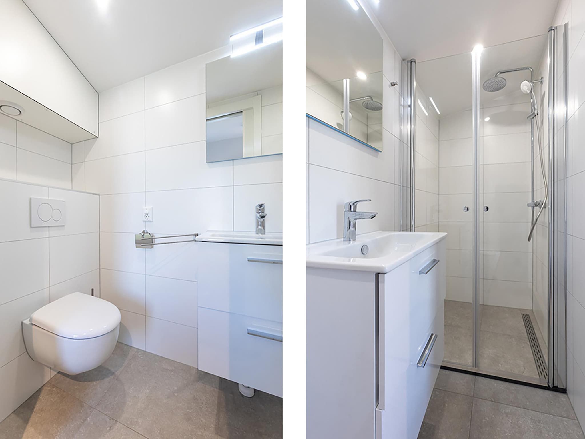 De badkamer van Docklodge 46 in Delfstrahuizen