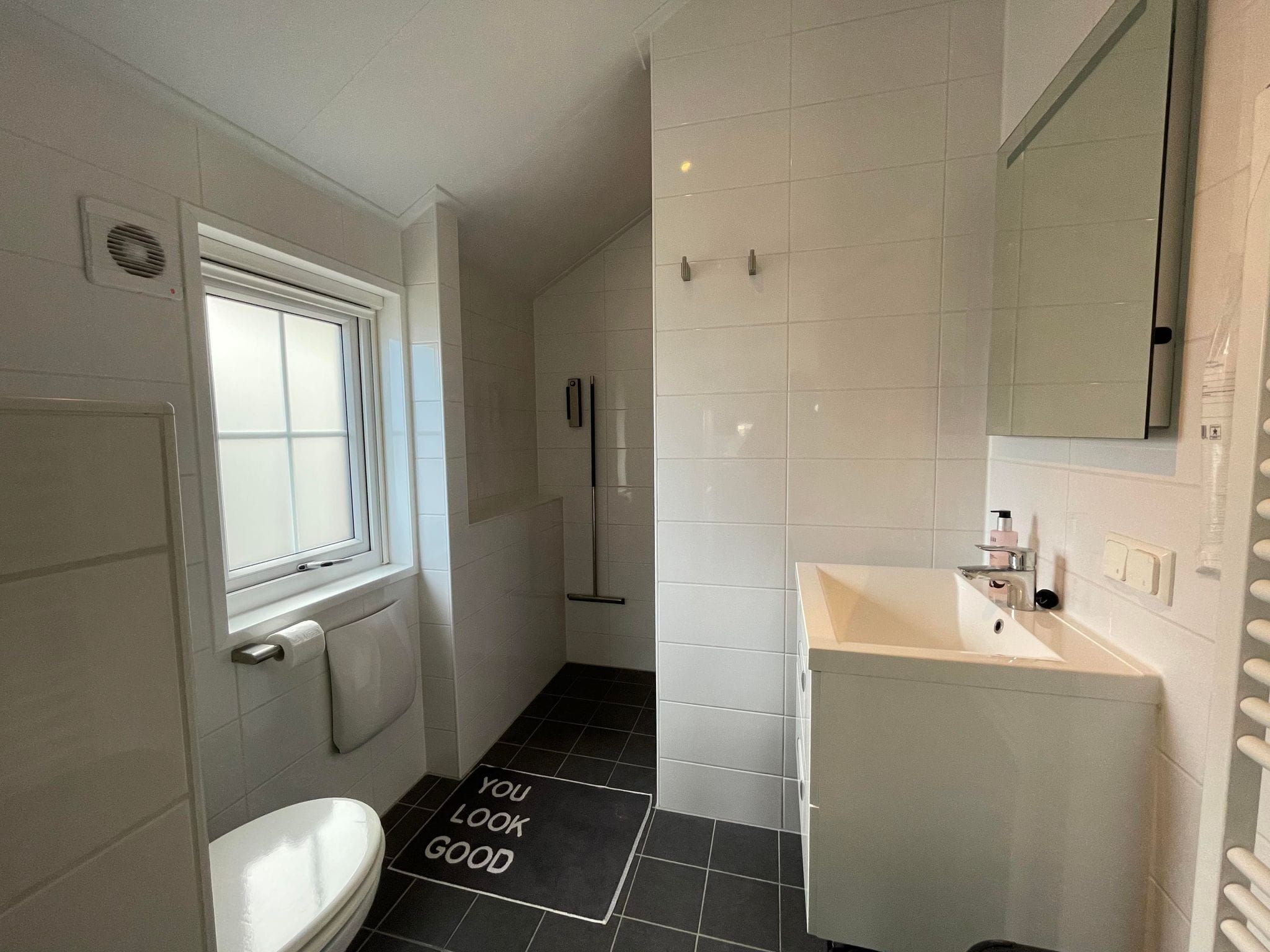 De badkamer van Boerderijchalet in Sint Nicolaasga