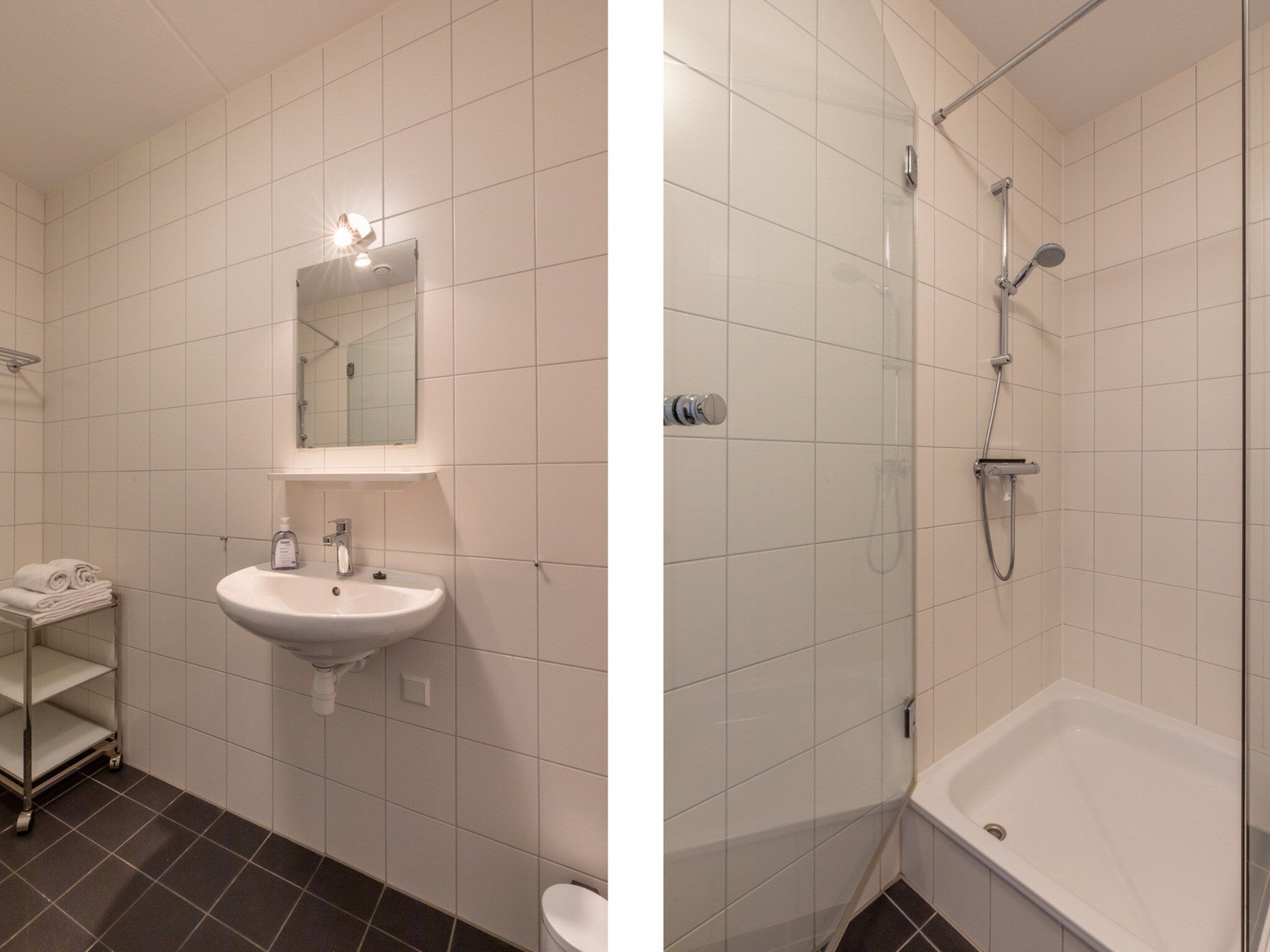 De badkamer van Vakantiewoning 't Zoete Licht Residenz - Willibrordusplein 28 C  Zoutelande in Zoutelande