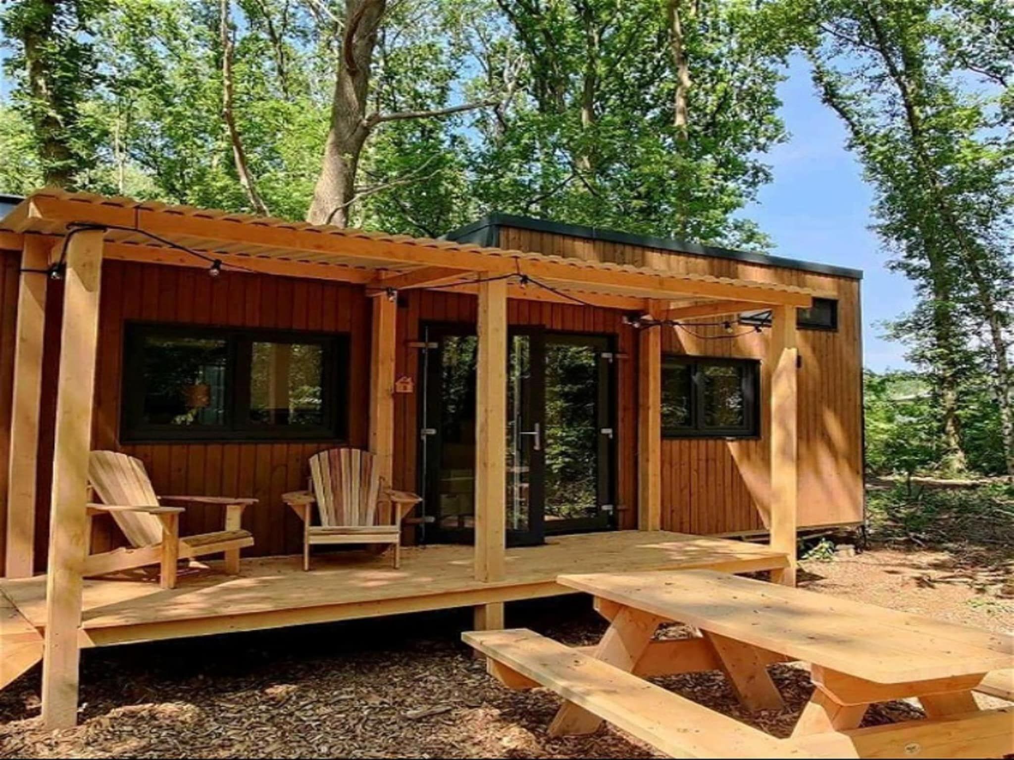 Het terras van Tiny house voor 2  2 personen in Scherpenzeel