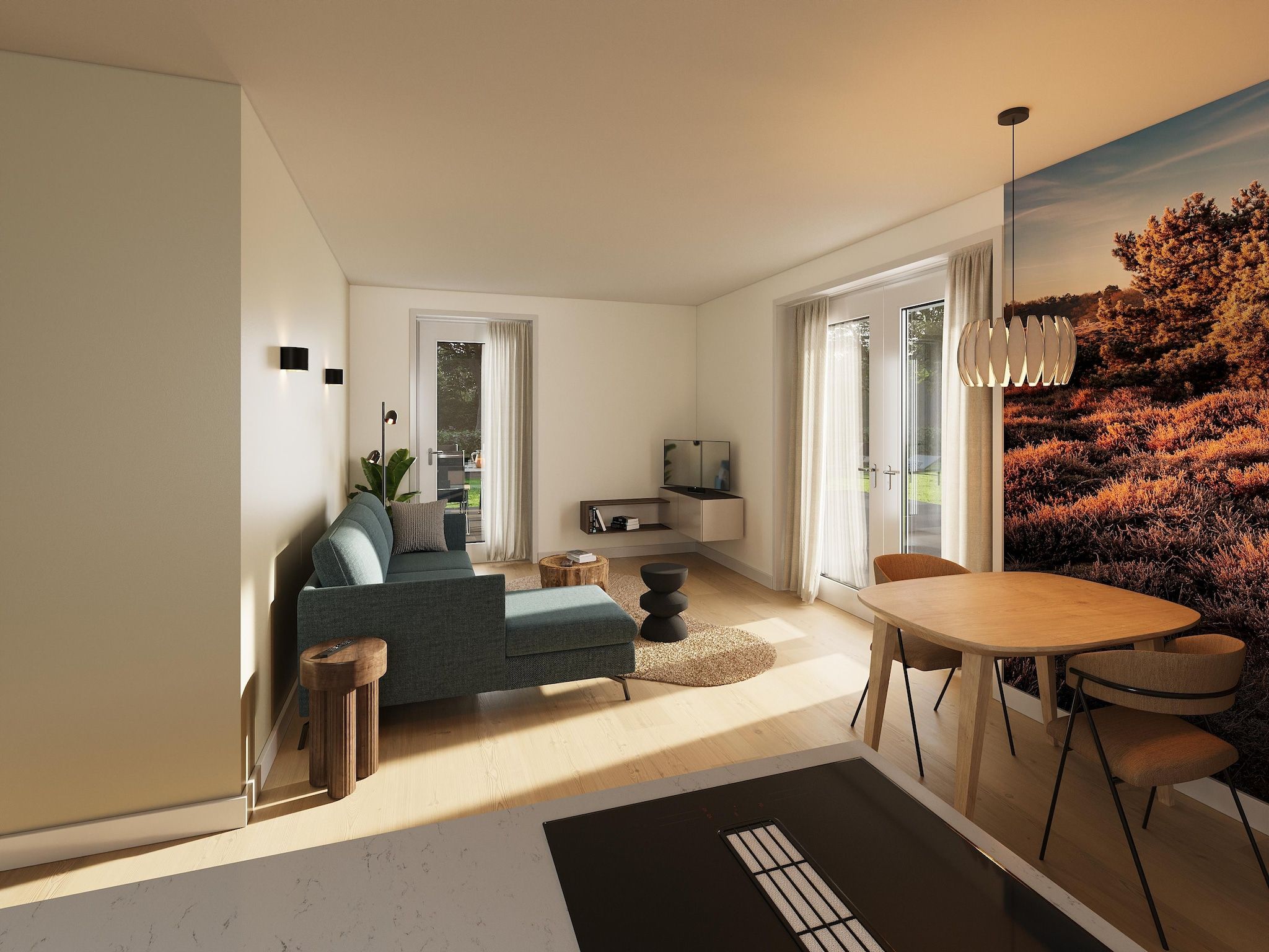 De woonkamer van Vuursteen Sauna in TA Gasselte