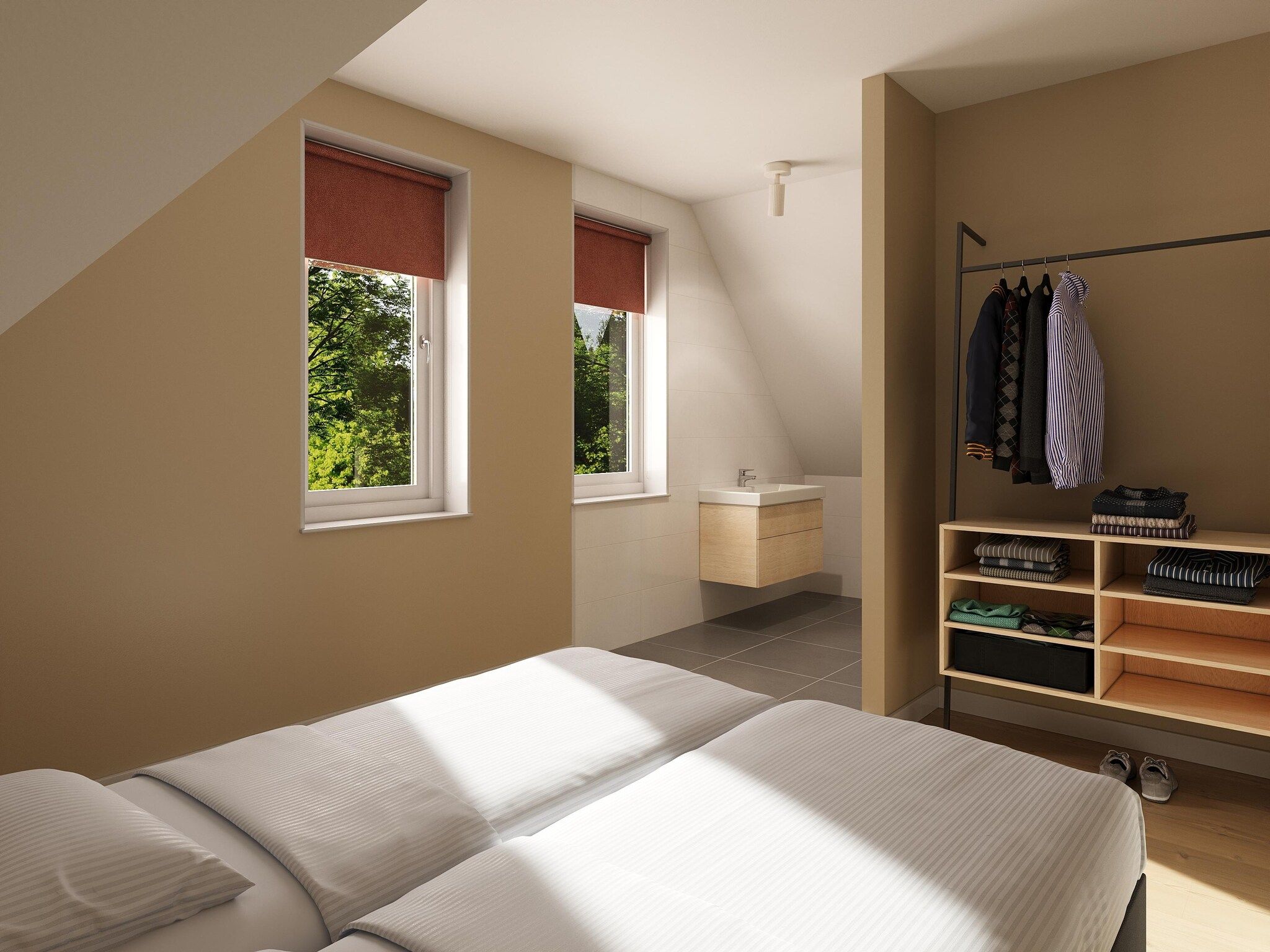 Een slaapkamer van Regthuys Binnen in PS Opperdoes