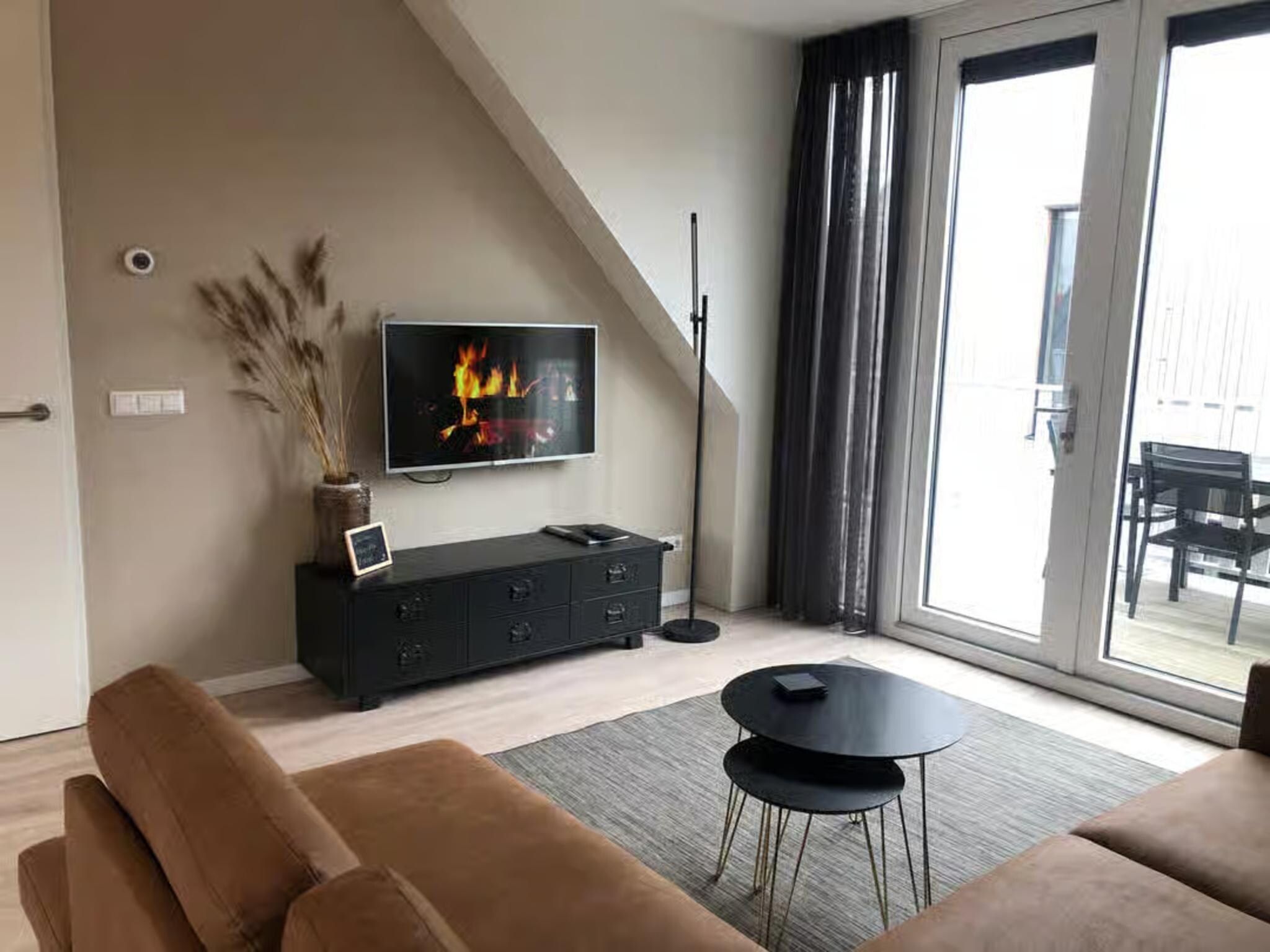 De woonkamer van Plein 40 Lodge 5 in Zoutelande