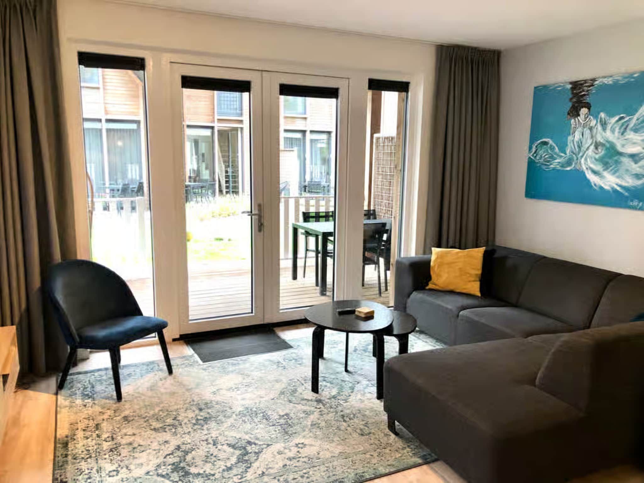De woonkamer van Plein 40 Lodge 8 in Zoutelande