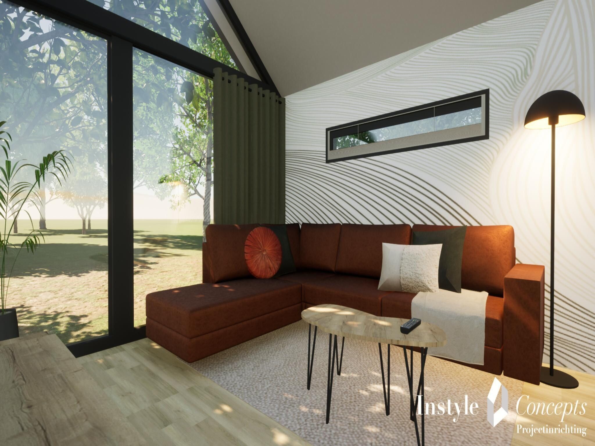 De woonkamer van Cosy Lodge | 6 persoons in Balkbrug