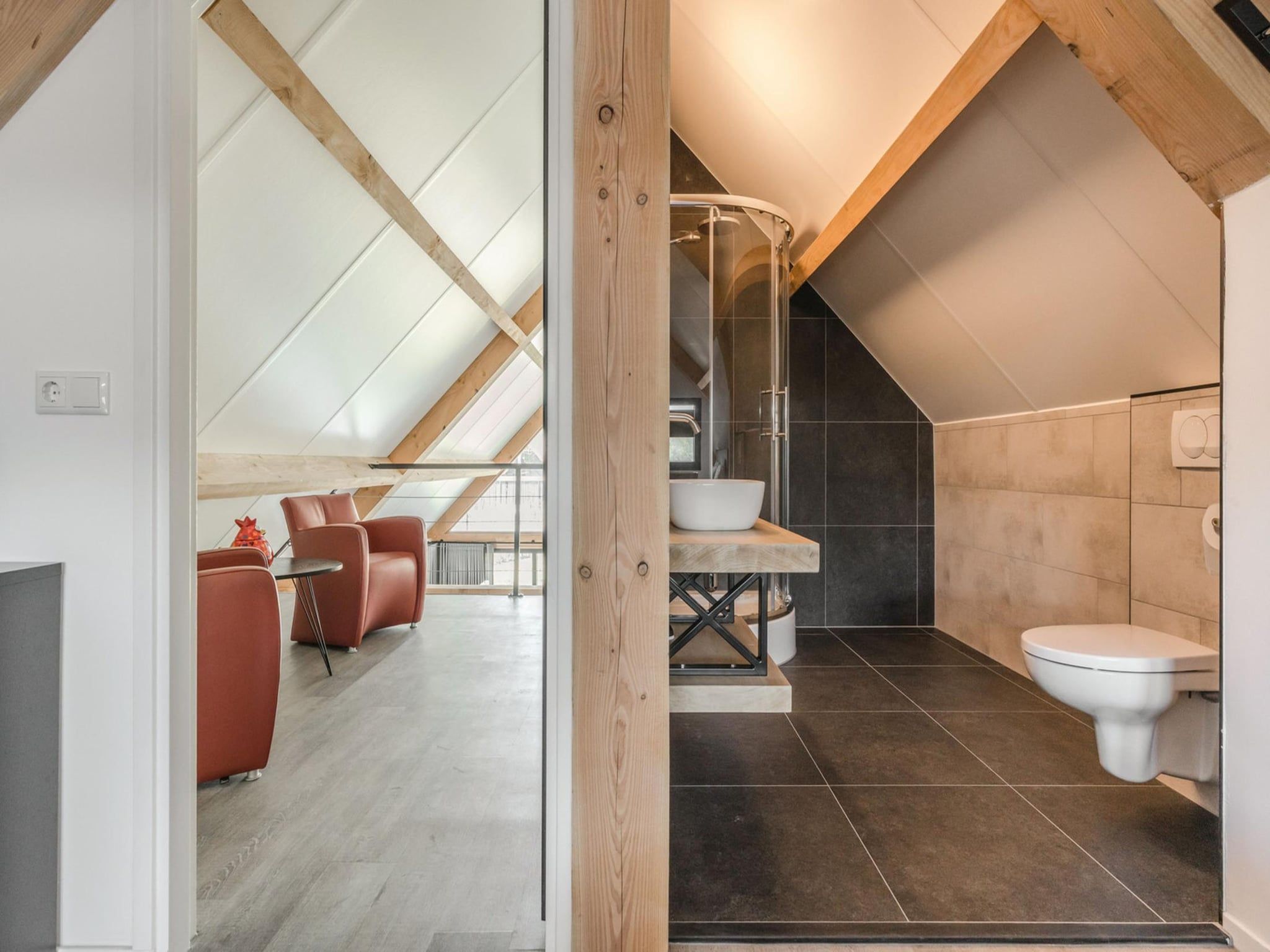De badkamer van Farm Lodge 669 in Baarle-nassau