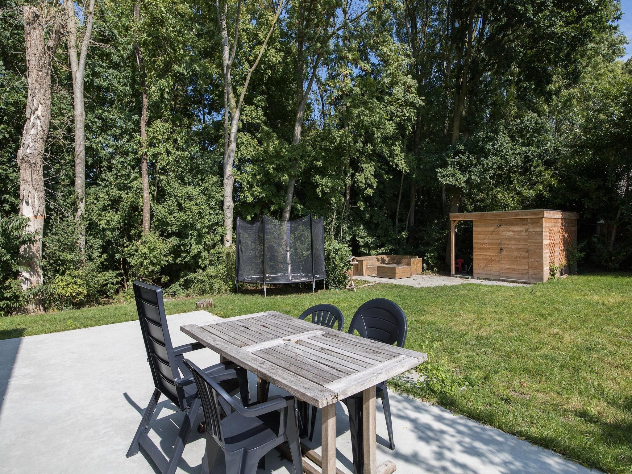 Het terras van 7 - Persoons Forest 217 Sauna Bungalow (copy) (copy) in Ewijk