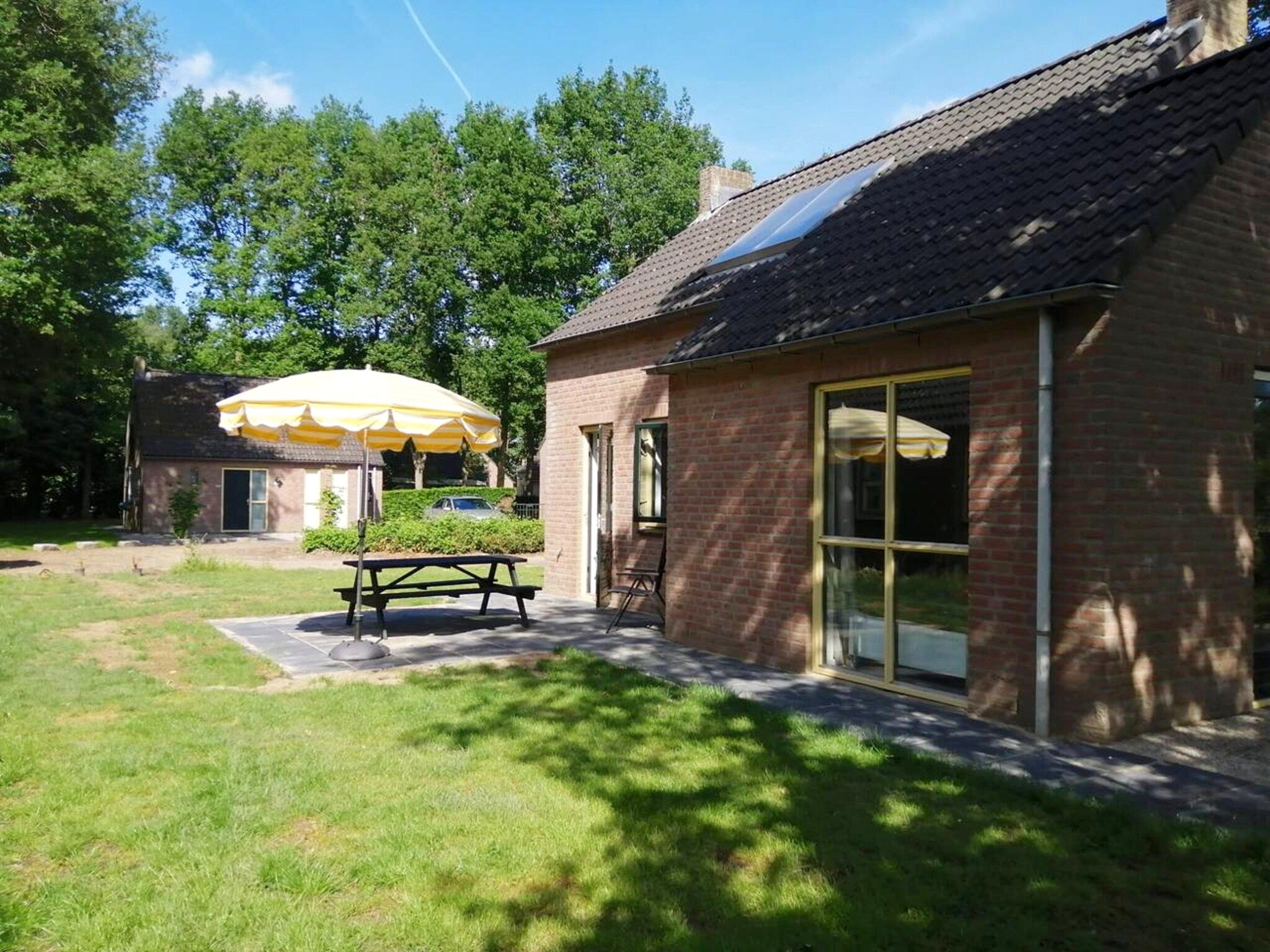 Het terras van 7 - Persoons Forest 217 Sauna Bungalow (copy) (copy) (copy) in Ewijk
