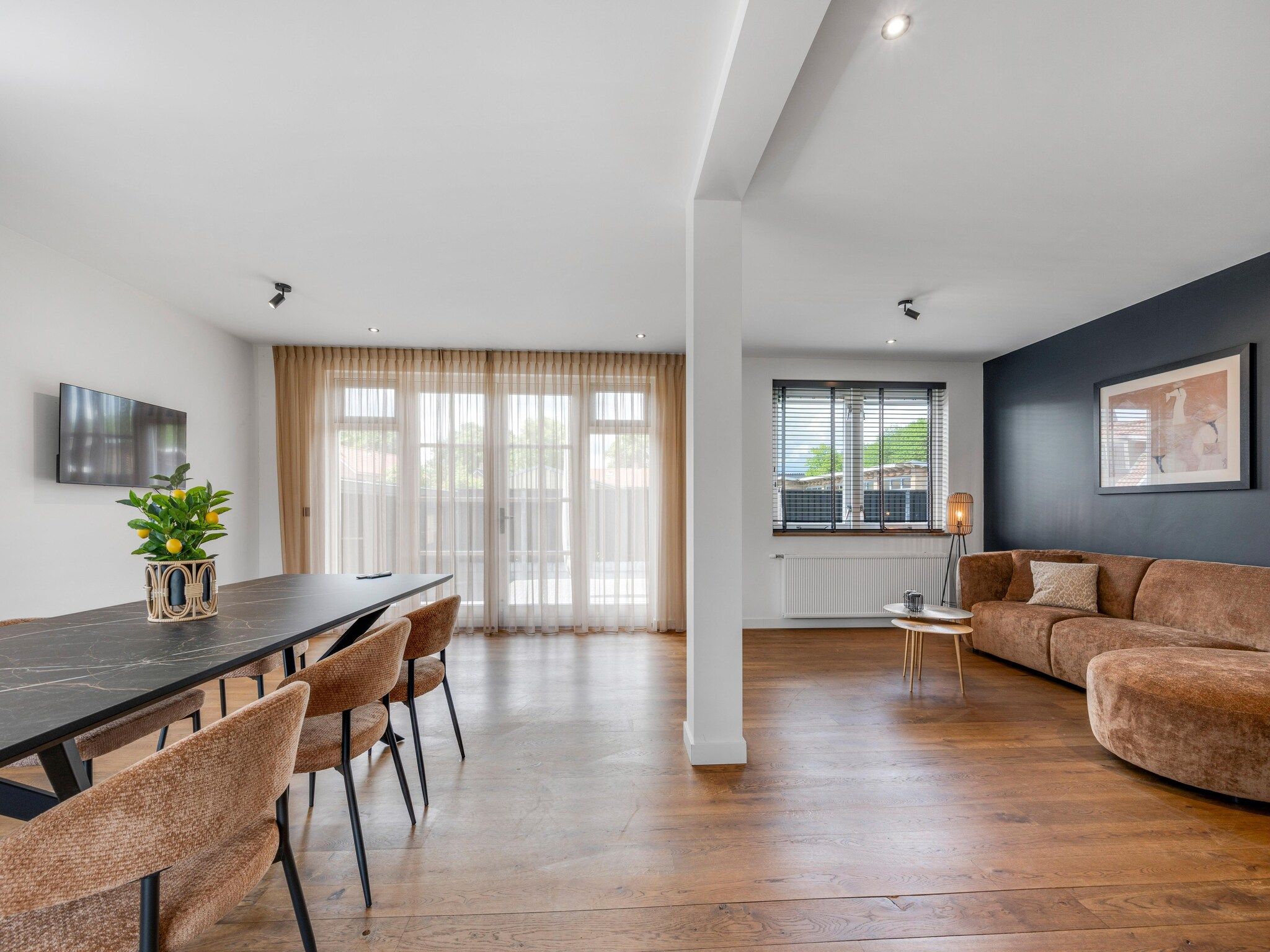 De woonkamer van De Stevenshoek in Langweer