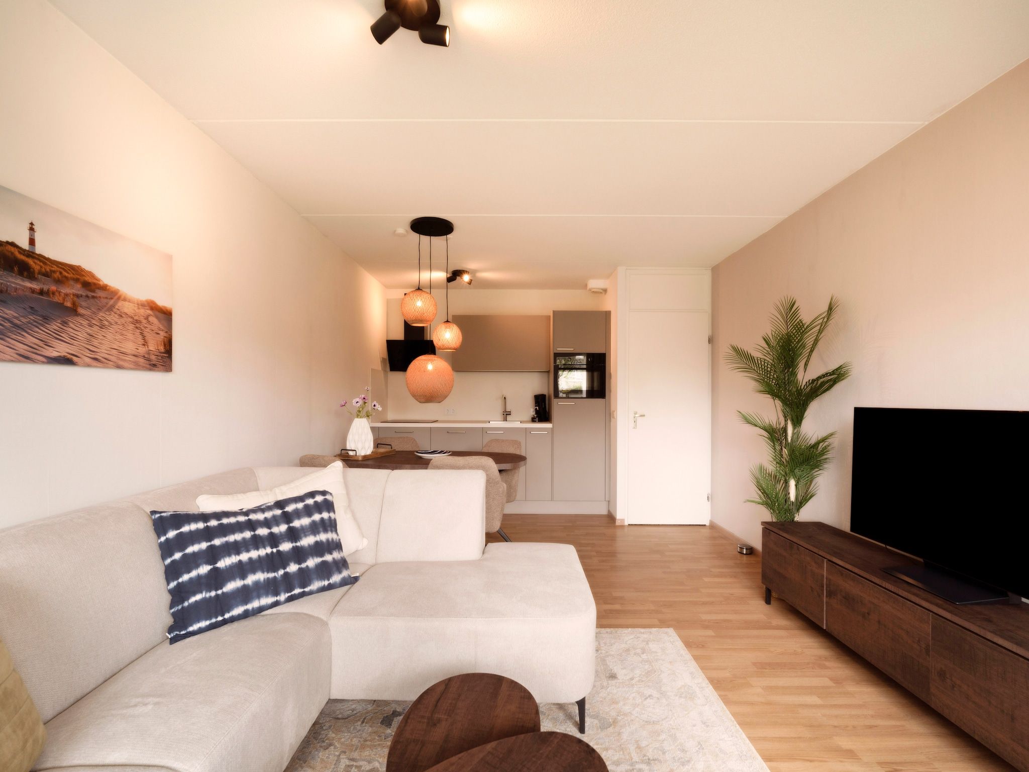 De woonkamer van Beach Appartement 13 in Callantsoog
