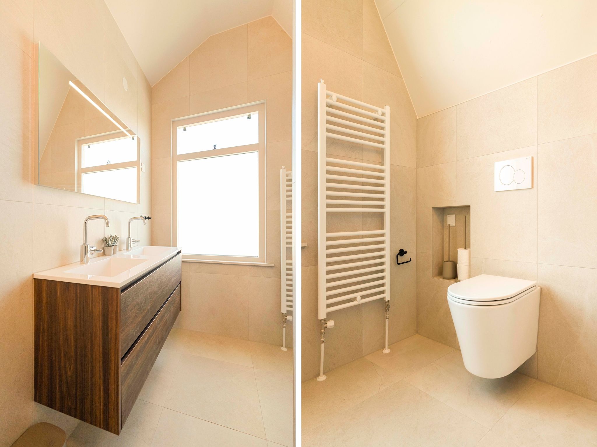 De badkamer van Strandslag Bungalow 68 in Julianadorp