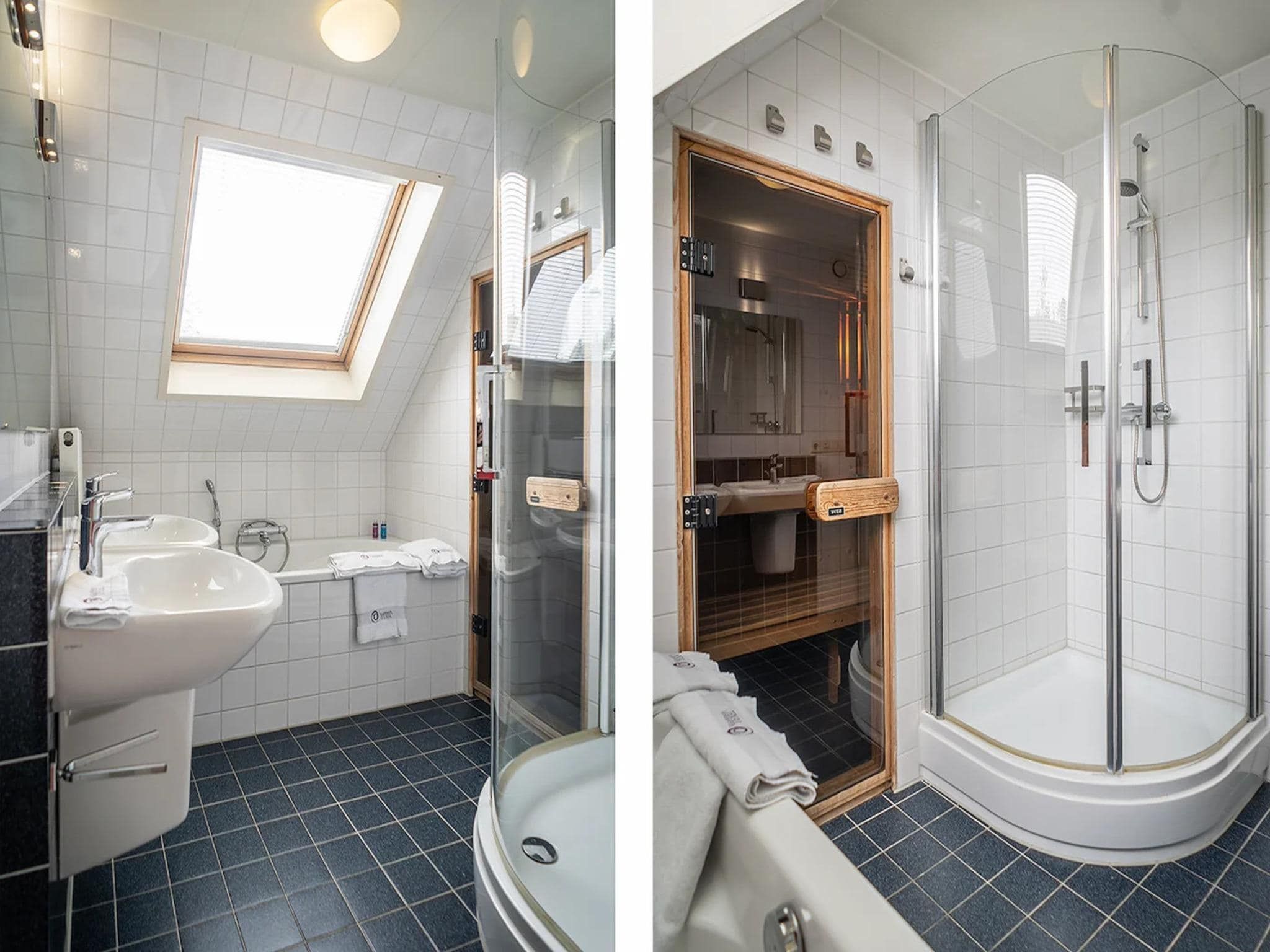 De badkamer van 6-person luxury villa with 2 bathrooms on Texel in De Koog