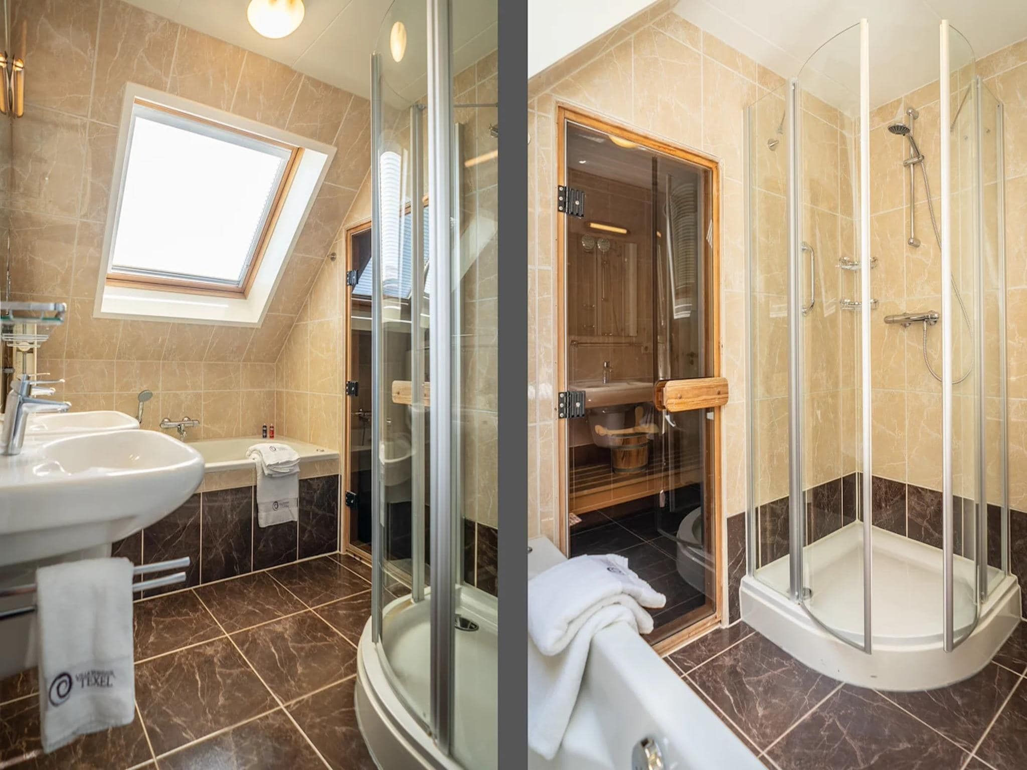 De badkamer van Luxury 4-person villa in a nature reserve on Texel in De Koog