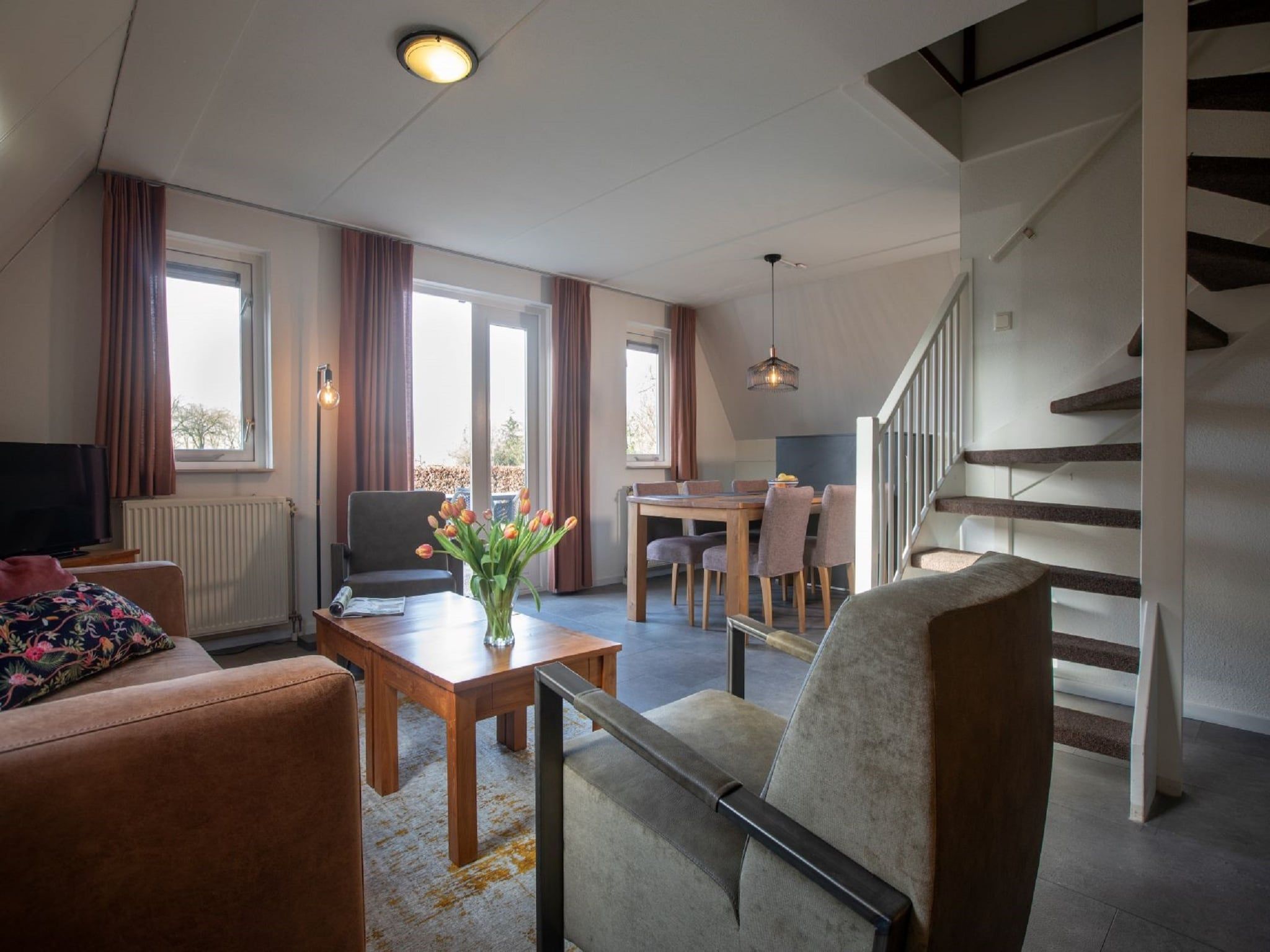 De woonkamer van Vakantie bij Meeussen - Molendal 1 in Plasmolen