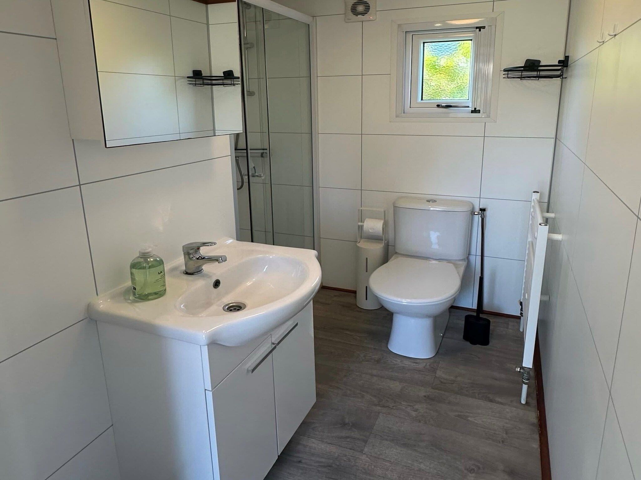 De badkamer van Recreatiepark Wiringherlant - Wiringher Chalet 10 in Hippolytushoef