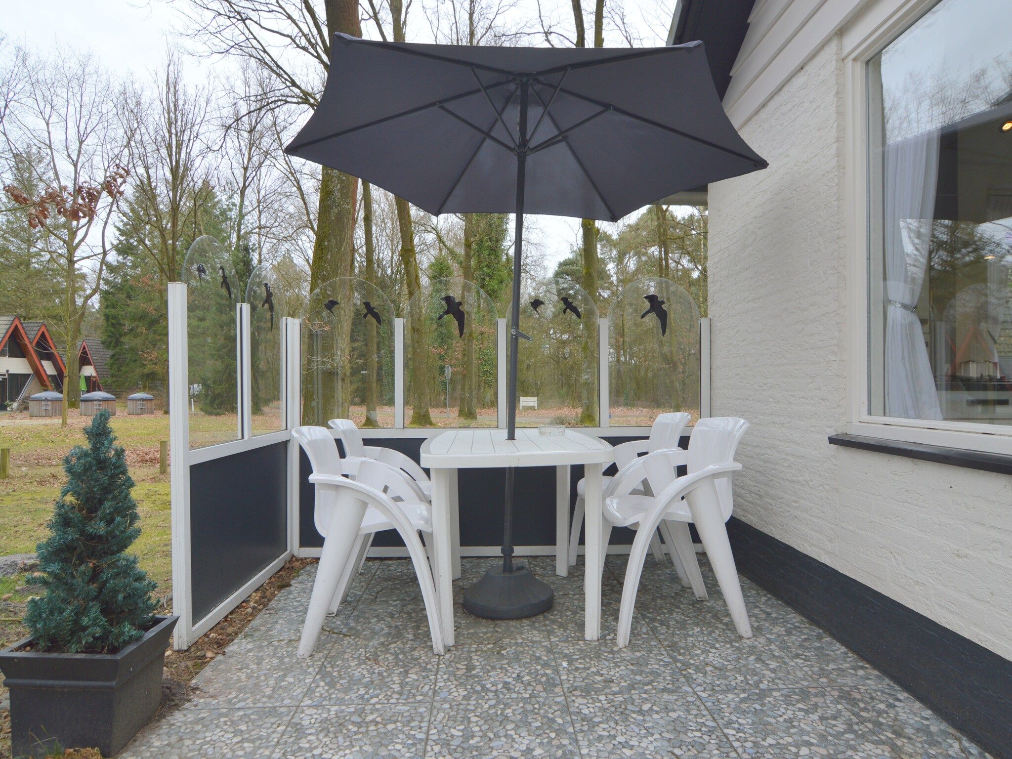 Het terras van Bungalow nummer 1 in Stramproy