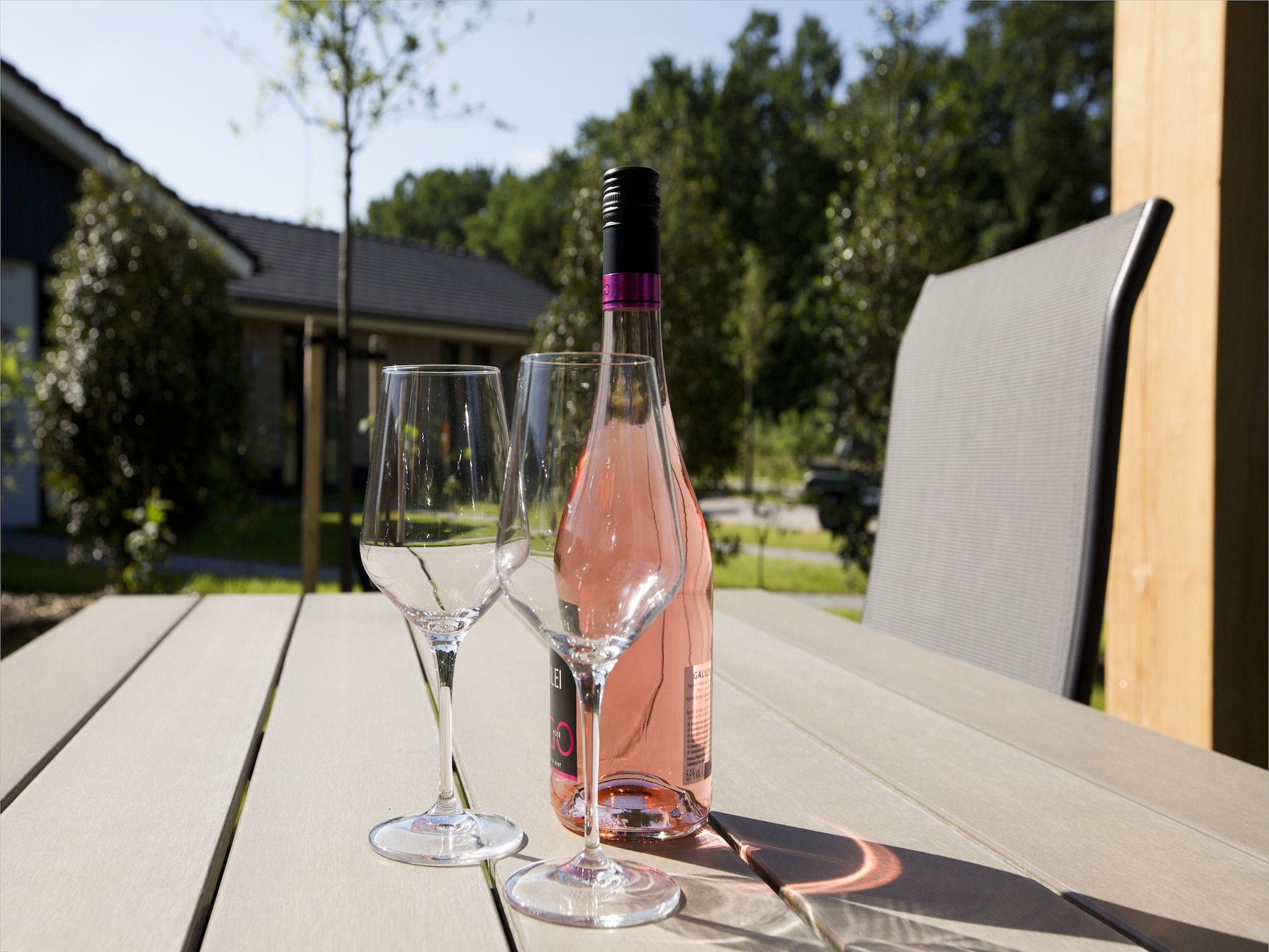 Het terras van Landgoed De IJsvogel 6 in Voorthuizen