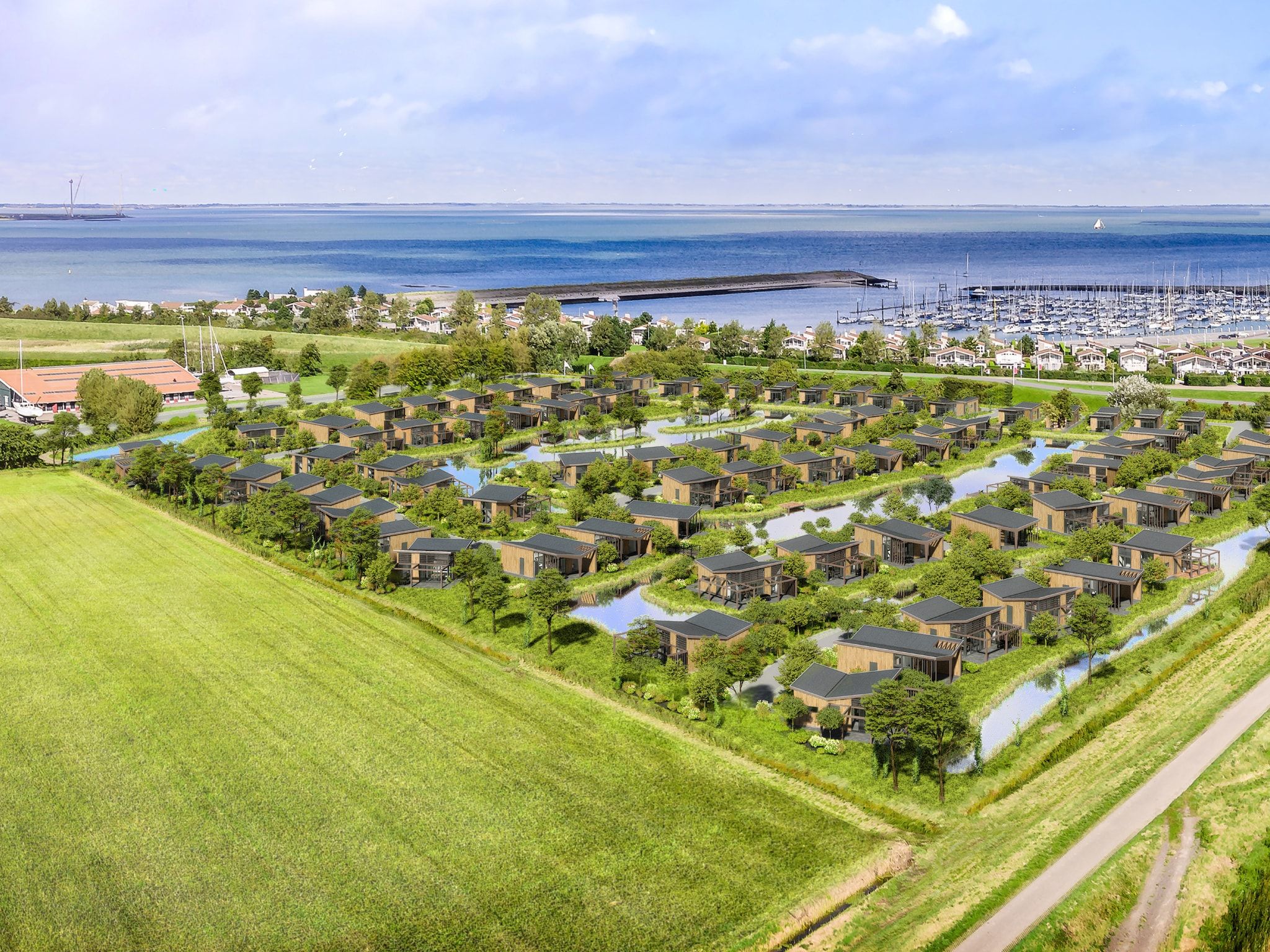 De buitenkant van Water Village 1 in Kamperland