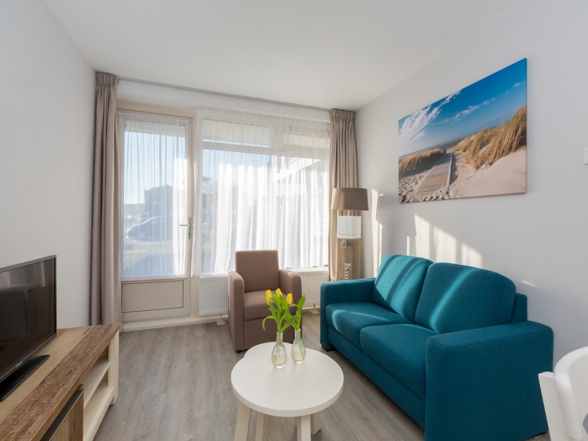De woonkamer van Kurhaus- appartement 5 Zoutelande in Zoutelande