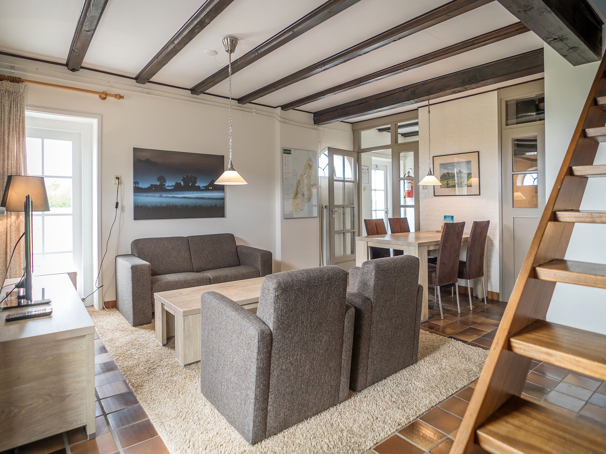 De woonkamer van App Hoeve Holland T4 in De Cocksdorp Texel