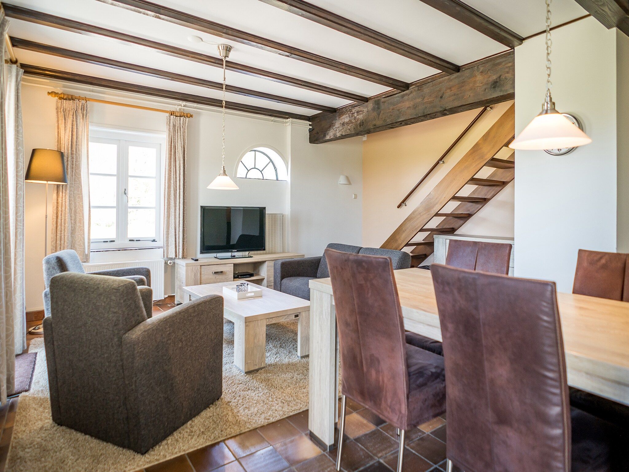 De woonkamer van App Hoeve Holland T3 in De Cocksdorp Texel