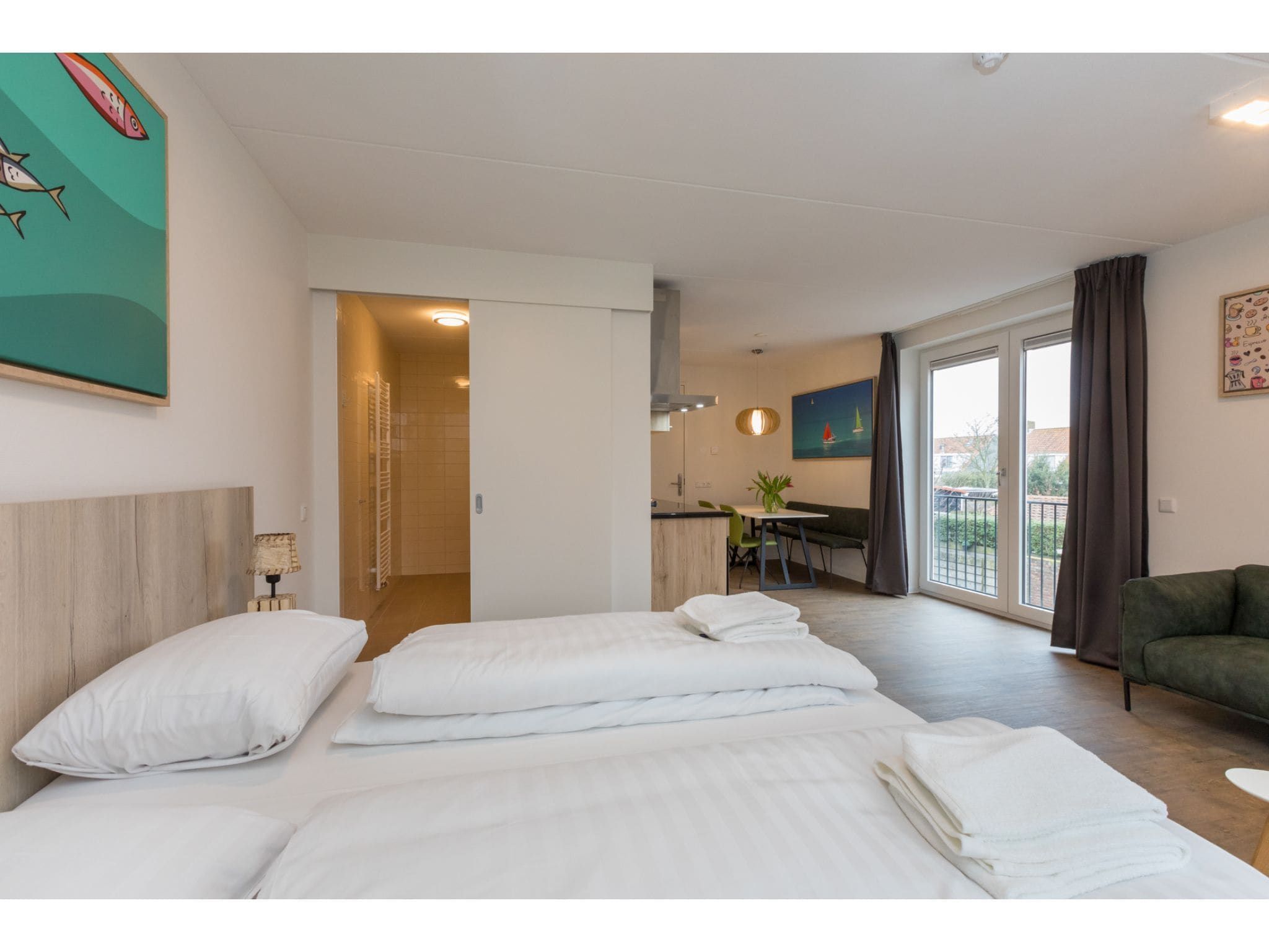 Een slaapkamer van Aparthotel Zoutelande - 2 pers luxe studio plus in Zoutelande
