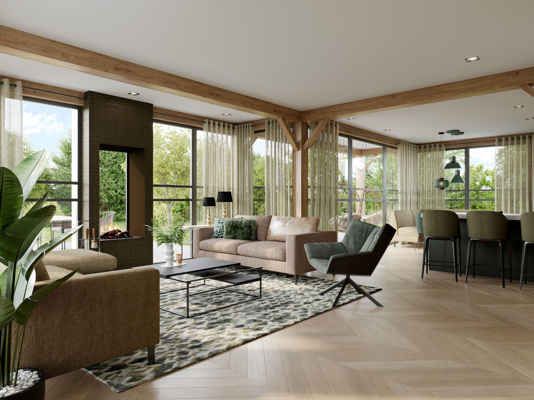 De woonkamer van Buytenveldt H4 in De Cocksdorp Texel