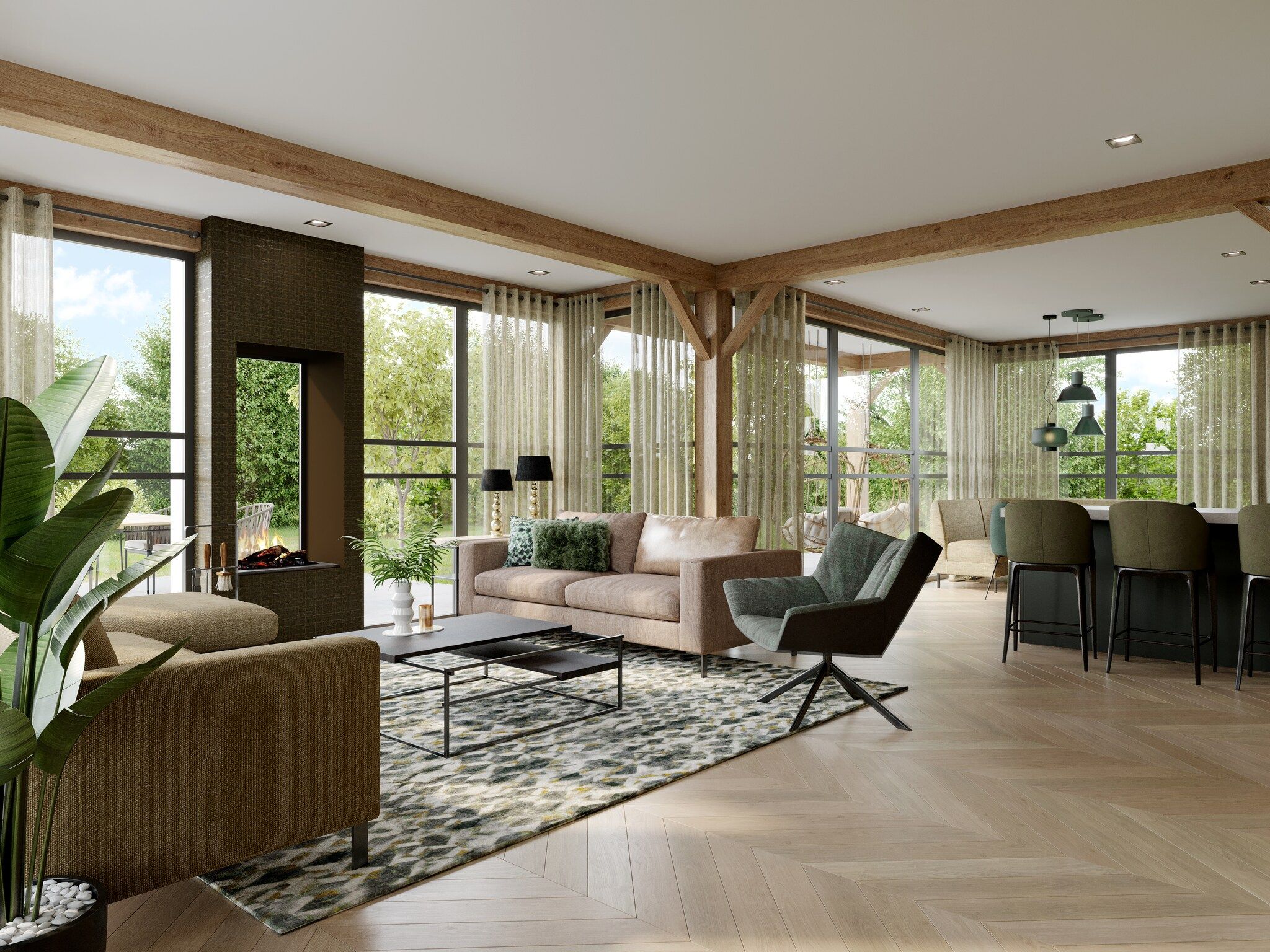 De woonkamer van Buytenveldt H6 in De Cocksdorp Texel