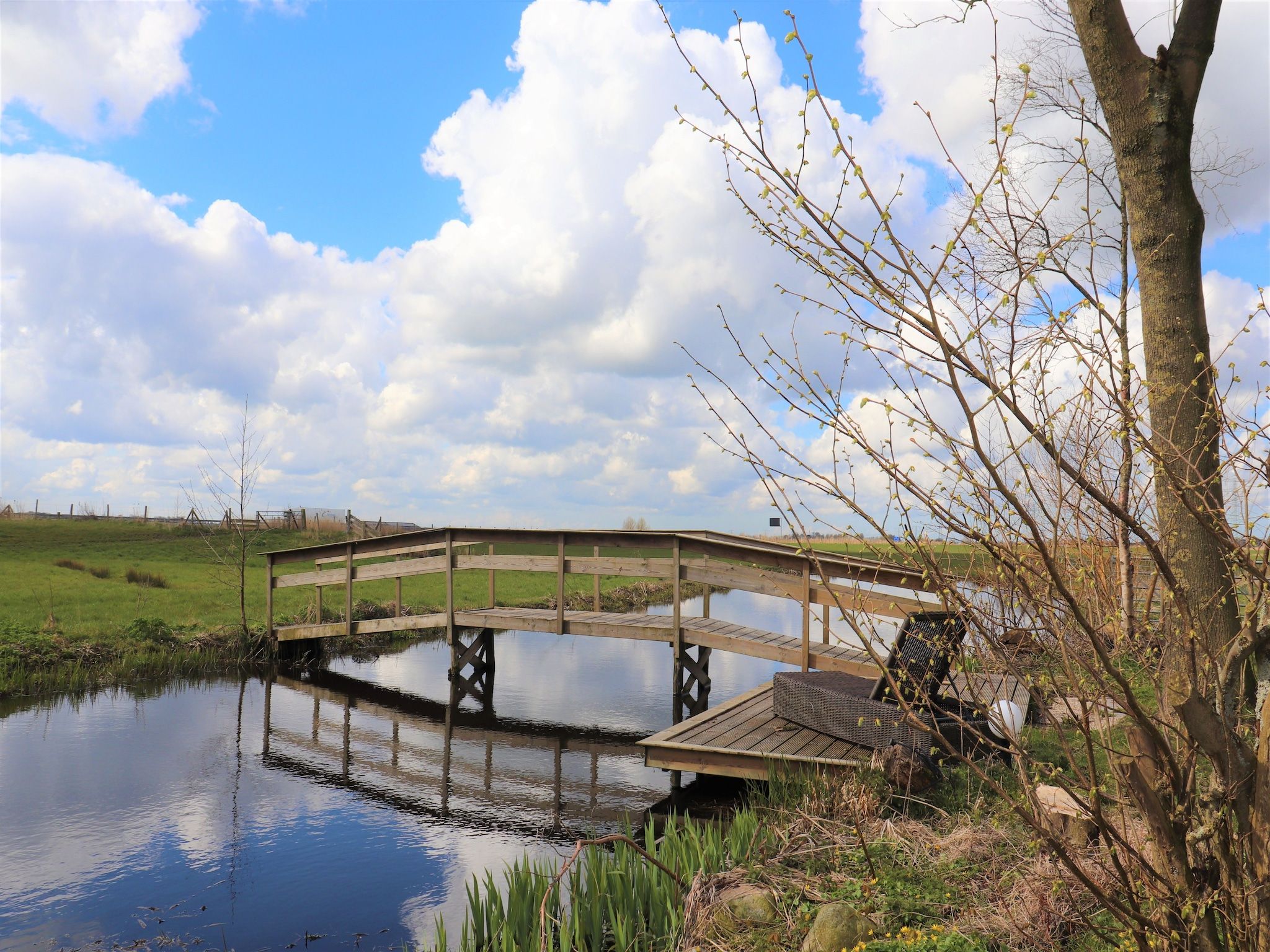 Het uitzicht vanaf Knus chalet in Friesland met hottub in Suwald