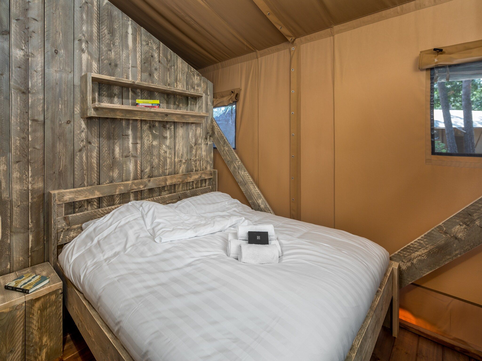 Een slaapkamer van Bospark 't Wolfsven 12 in Mierlo