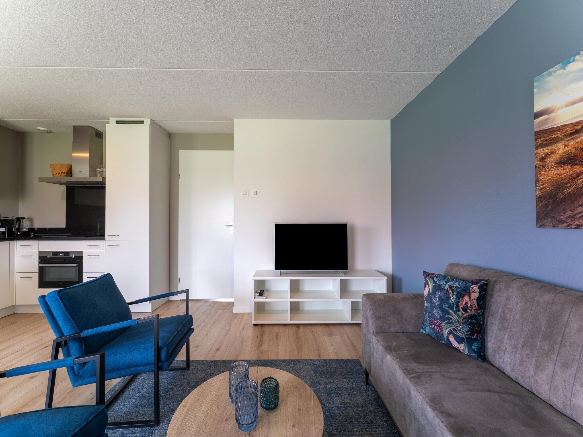 De woonkamer van De Scholekster Huis Nr 14 in Scherpenisse
