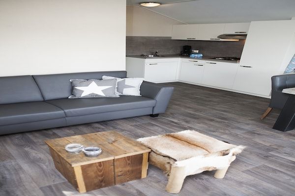 Woonkamer - Chalet in Nederland met Privé Sauna in Voorthuizen (2)
