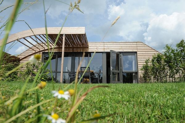 Buitenkant - Chalet in Nederland met Uitzicht op Weiden in Heeten (1)
